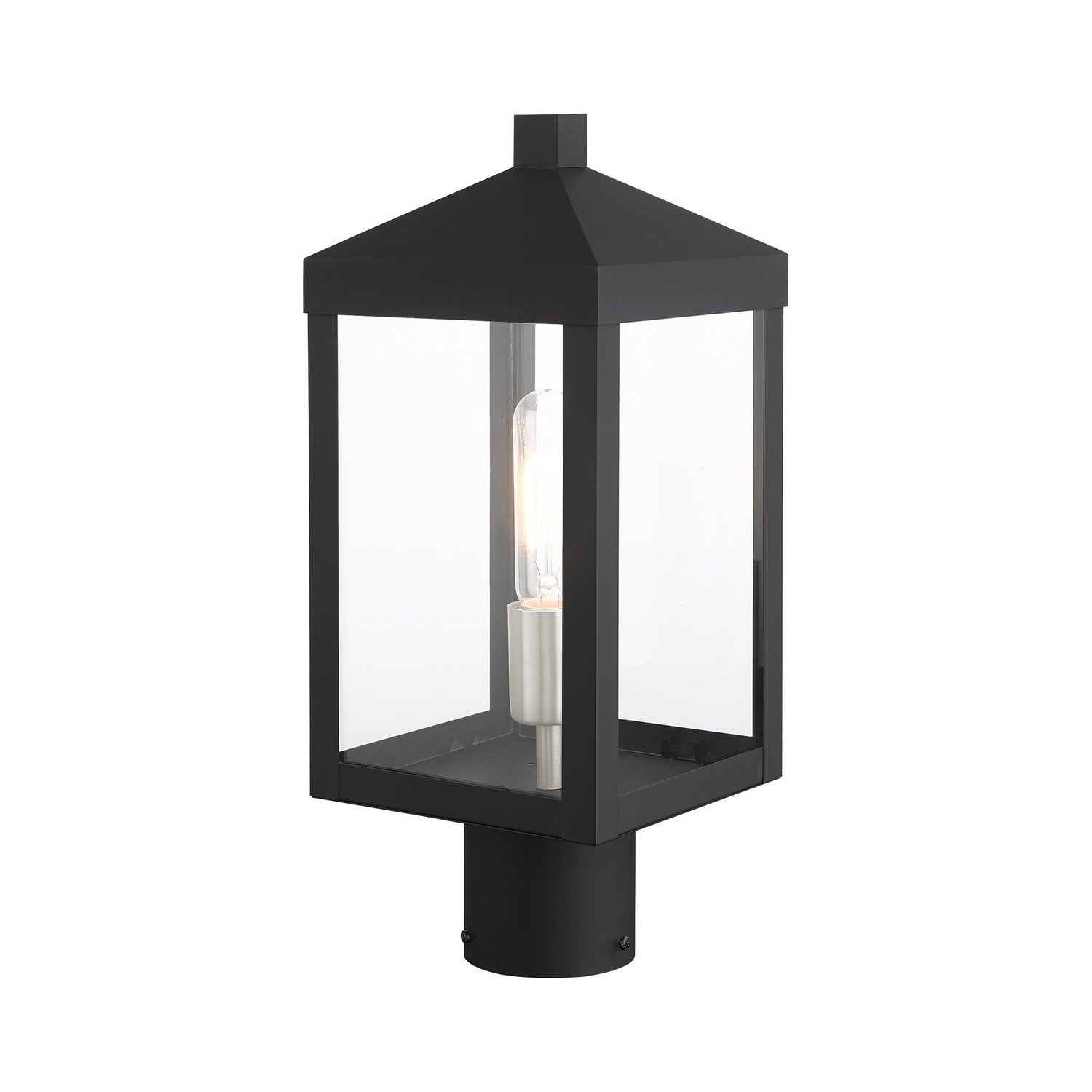 Livex Lighting - 20590-04 - One Light Outdoor Post Top Lantern - Nyack - Black w/ Brushed Nickel Cluster