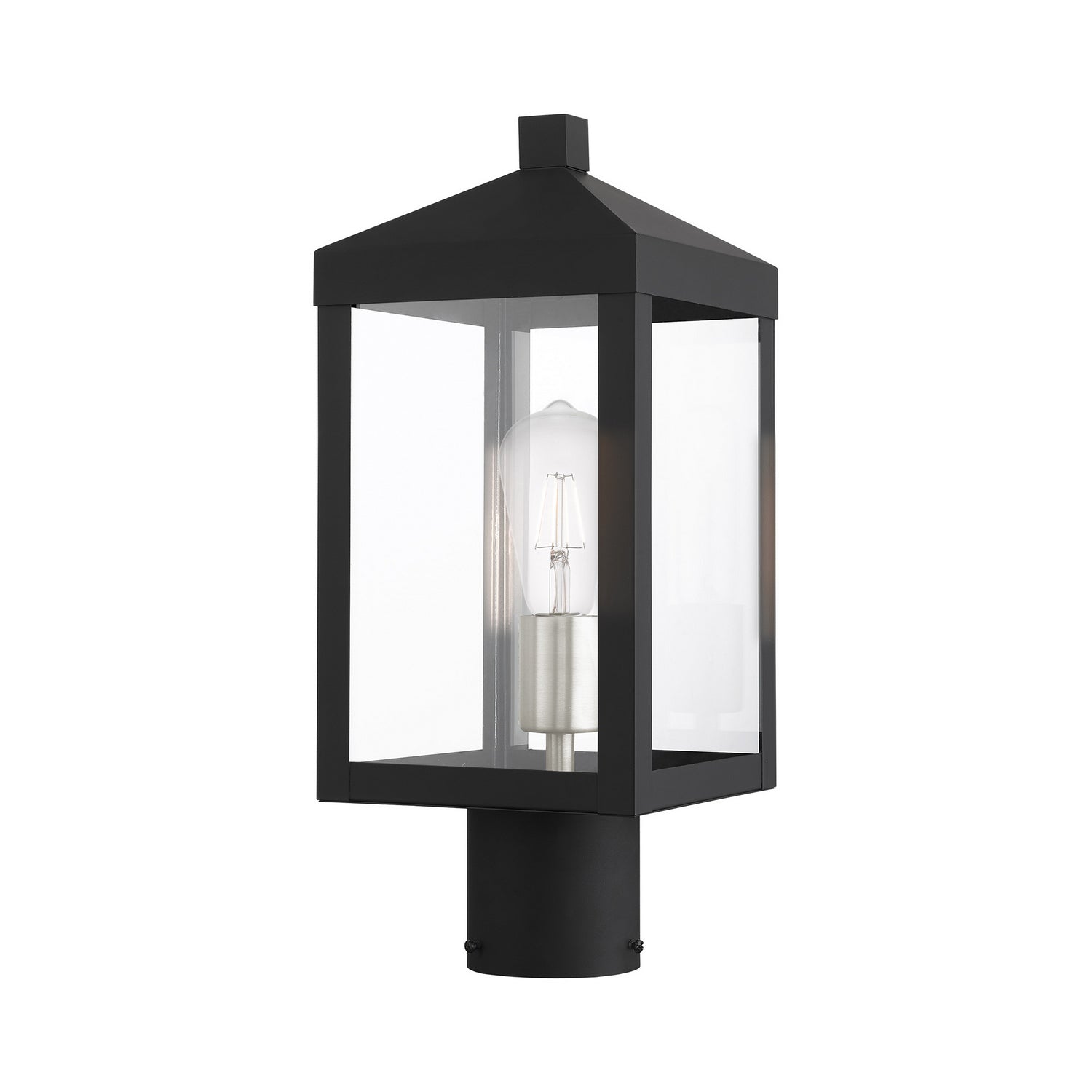 Livex Lighting - 20590-04 - One Light Outdoor Post Top Lantern - Nyack - Black w/ Brushed Nickel Cluster