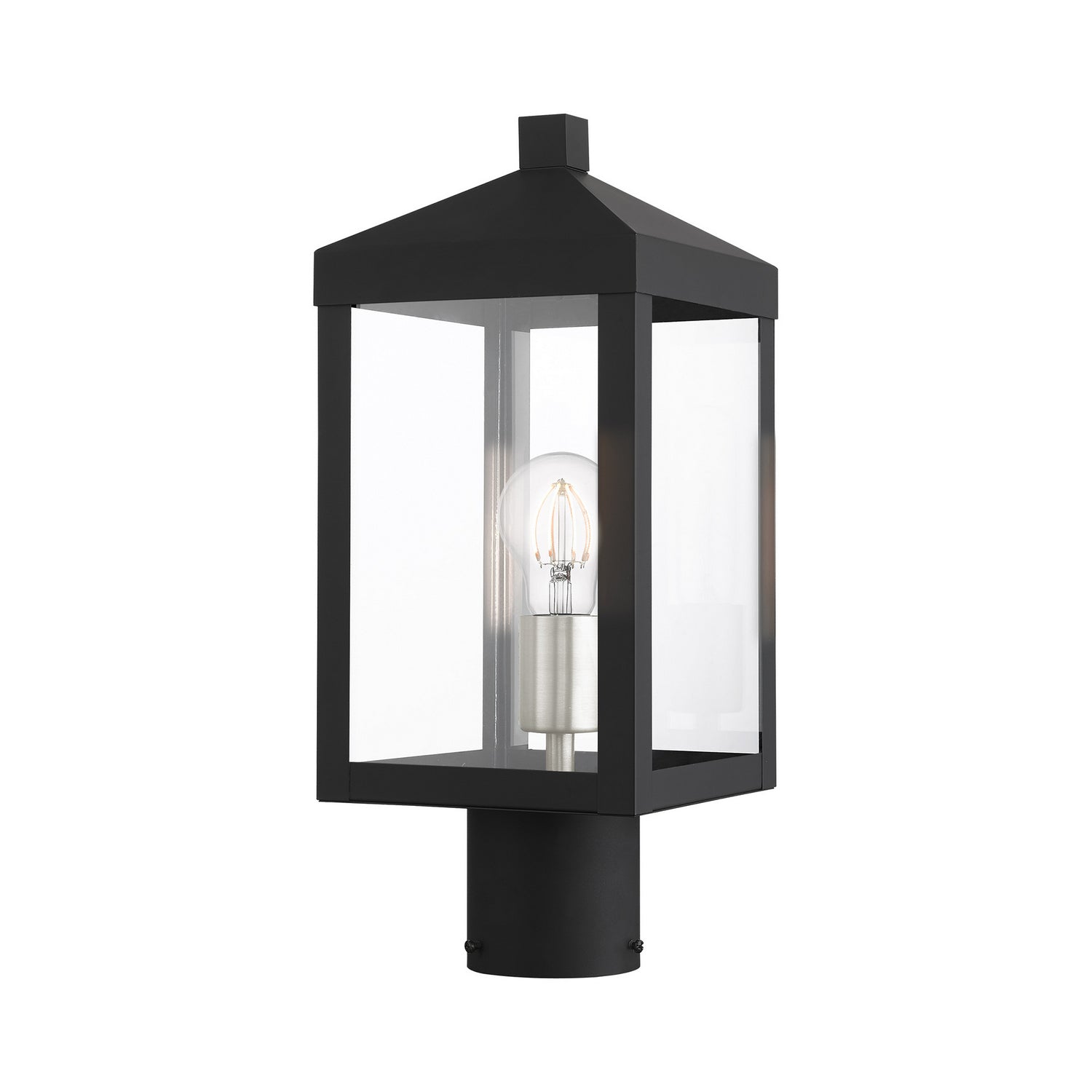 Livex Lighting - 20590-04 - One Light Outdoor Post Top Lantern - Nyack - Black w/ Brushed Nickel Cluster
