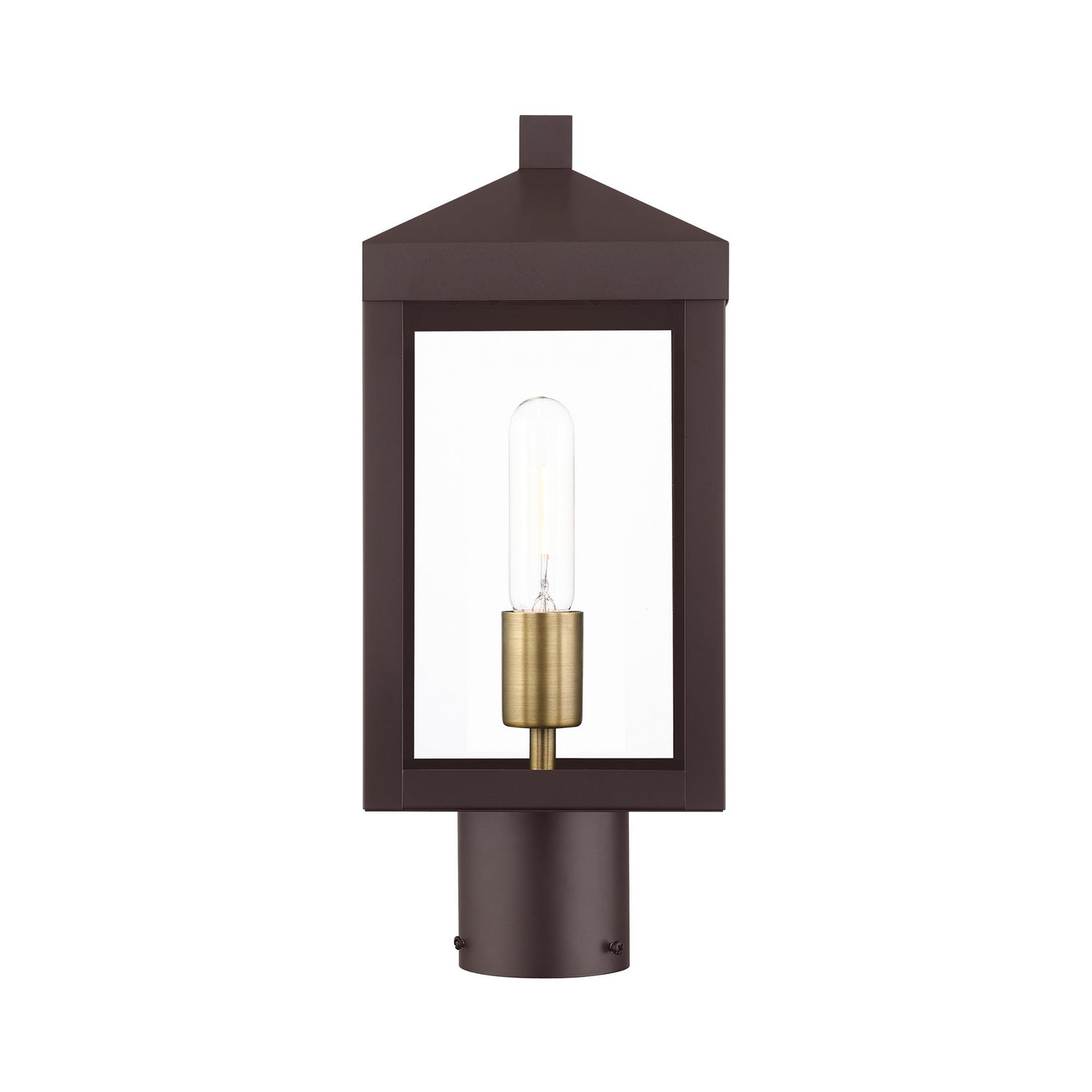 Livex Lighting - 20590-07 - One Light Outdoor Post Top Lantern - Nyack - Bronze w/ Antique Brass Cluster