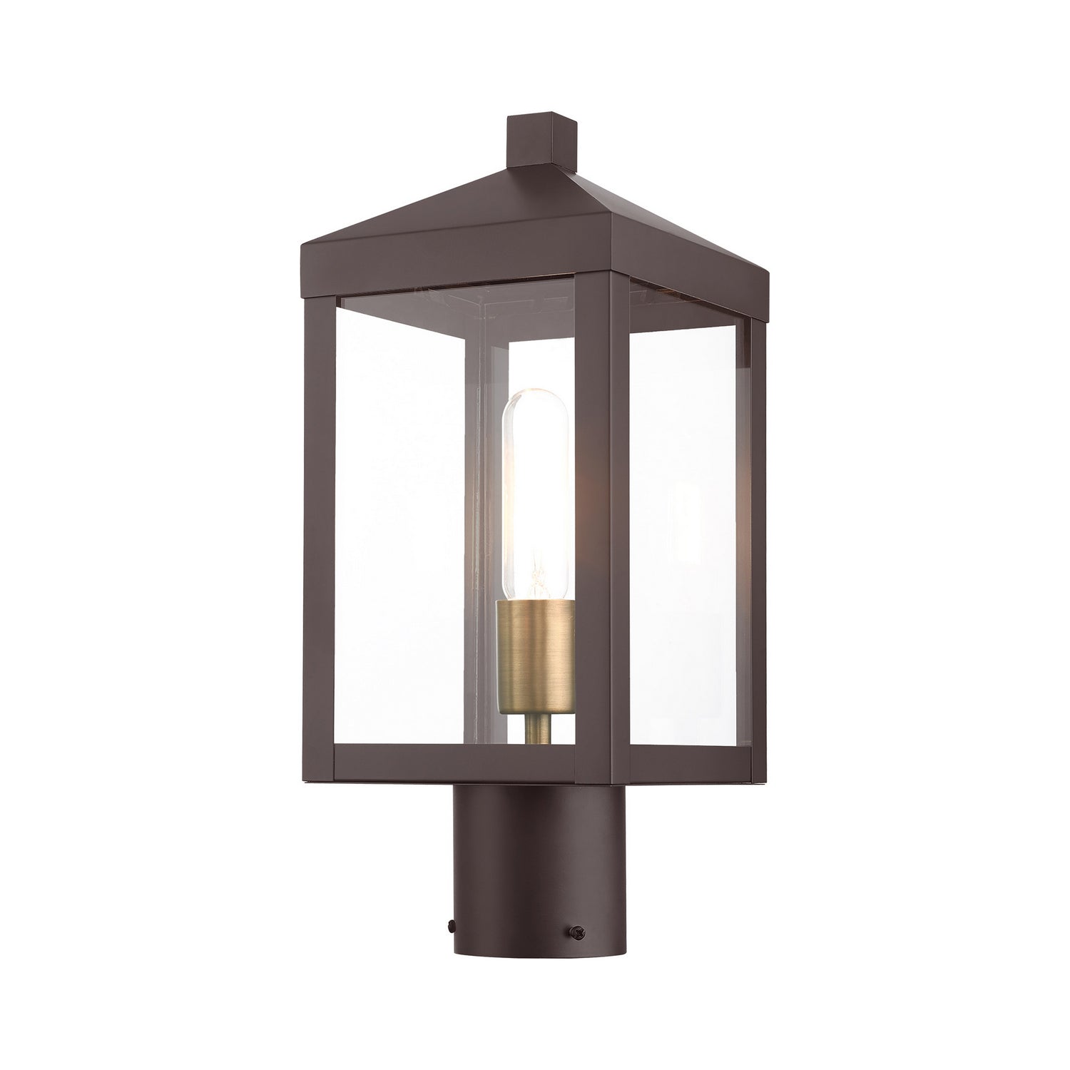 Livex Lighting - 20590-07 - One Light Outdoor Post Top Lantern - Nyack - Bronze w/ Antique Brass Cluster