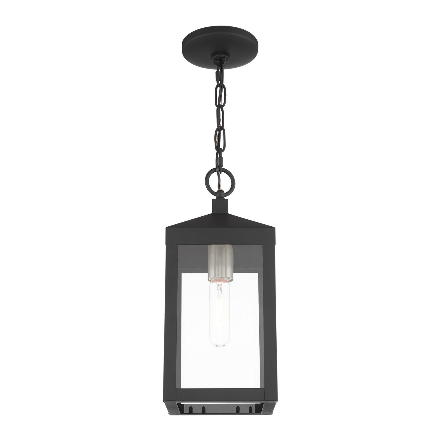 Livex Lighting - 20591-04 - One Light Outdoor Pendant - Nyack - Black w/ Brushed Nickel Cluster