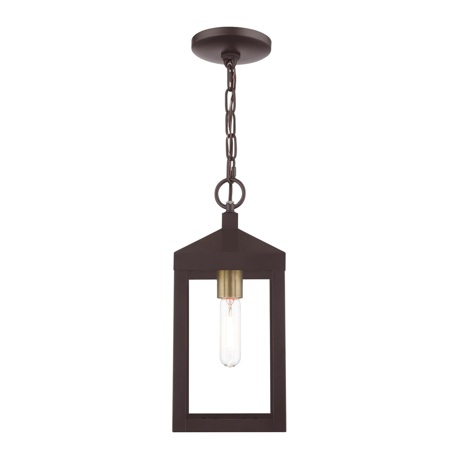 Livex Lighting - 20591-07 - One Light Outdoor Pendant - Nyack - Bronze w/ Antique Brass Cluster