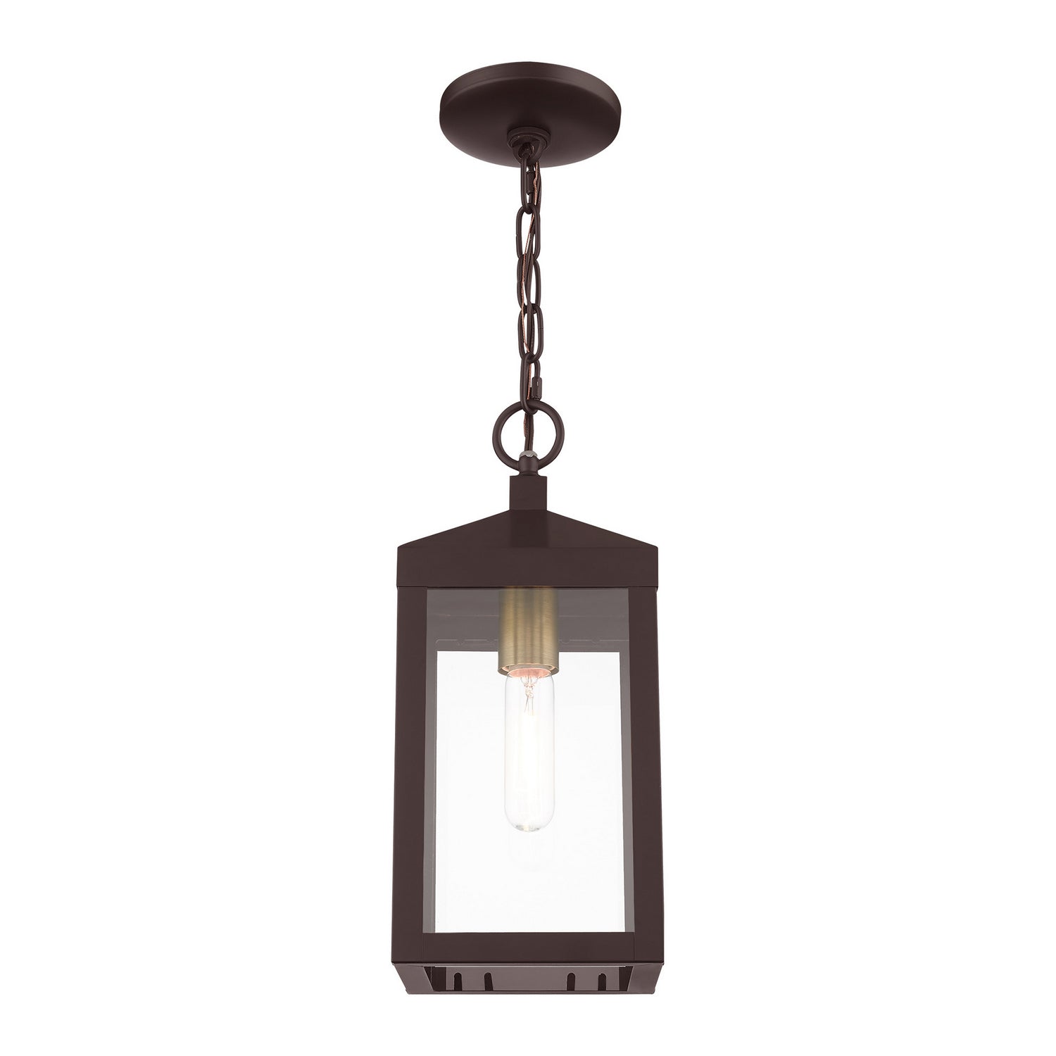 Livex Lighting - 20591-07 - One Light Outdoor Pendant - Nyack - Bronze w/ Antique Brass Cluster