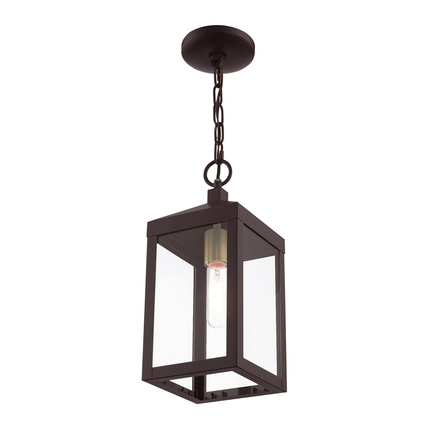 Livex Lighting - 20591-07 - One Light Outdoor Pendant - Nyack - Bronze w/ Antique Brass Cluster