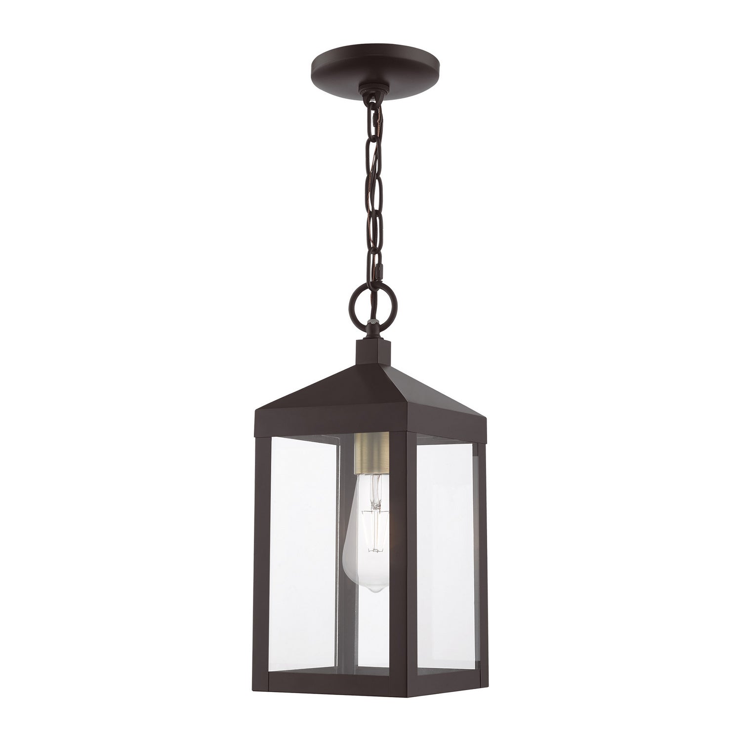 Livex Lighting - 20591-07 - One Light Outdoor Pendant - Nyack - Bronze w/ Antique Brass Cluster