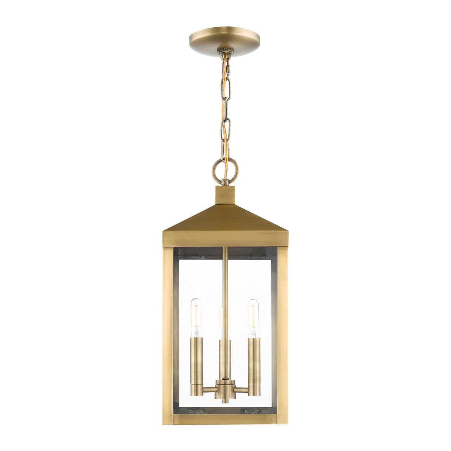 Livex Lighting - 20593-01 - Three Light Outdoor Pendant - Nyack - Antique Brass