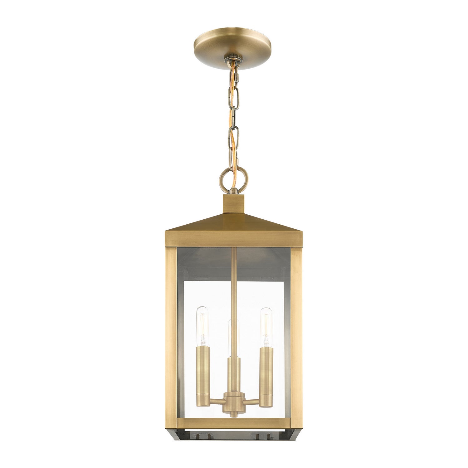 Livex Lighting - 20593-01 - Three Light Outdoor Pendant - Nyack - Antique Brass