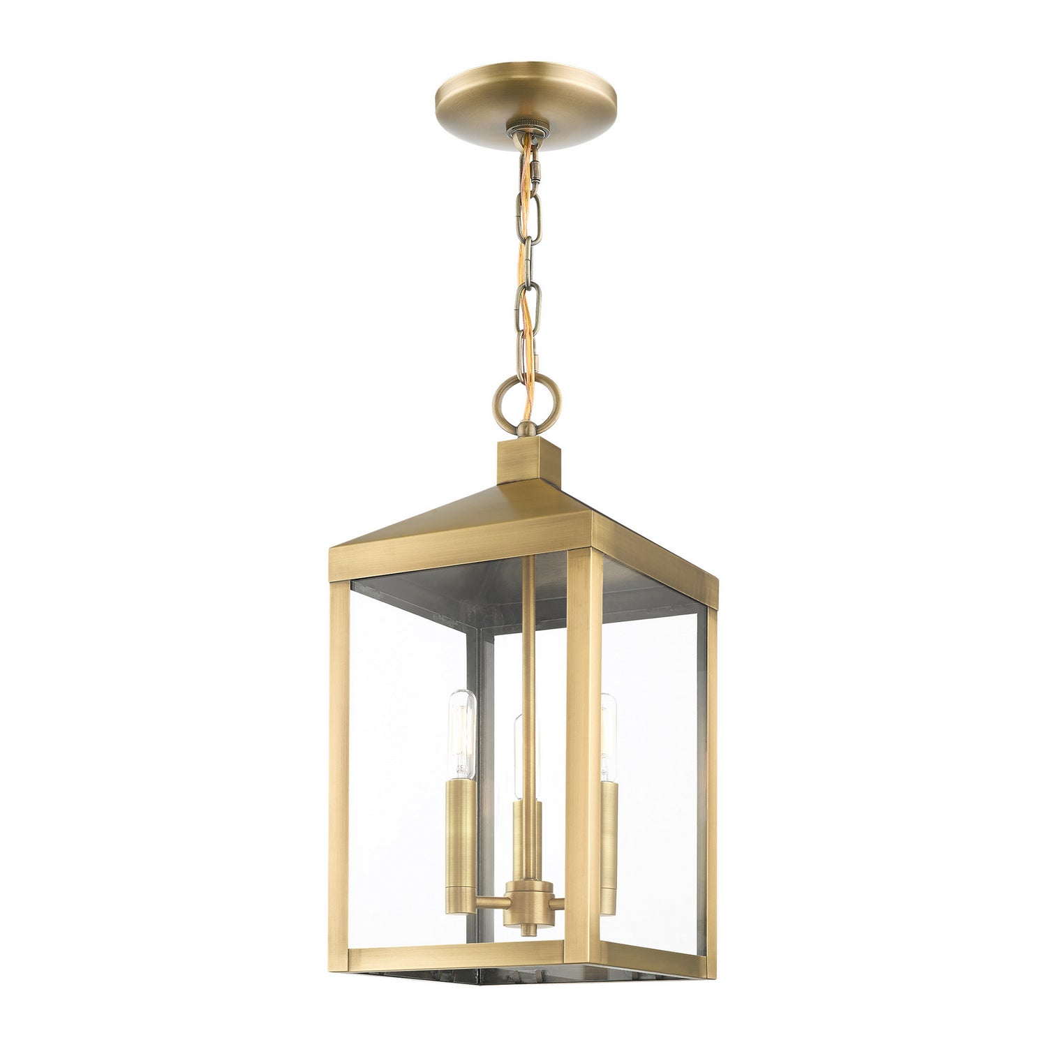 Livex Lighting - 20593-01 - Three Light Outdoor Pendant - Nyack - Antique Brass