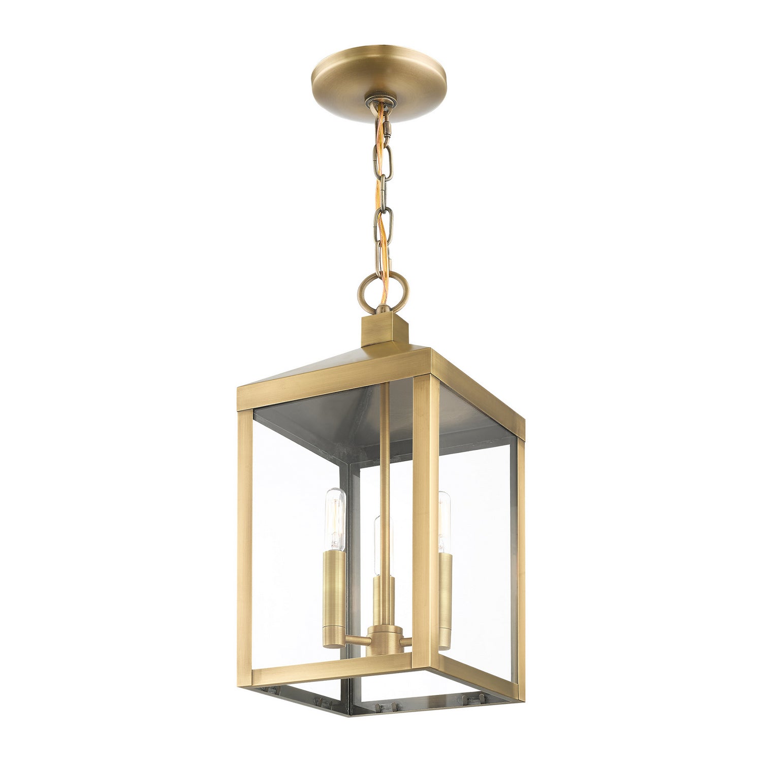 Livex Lighting - 20593-01 - Three Light Outdoor Pendant - Nyack - Antique Brass