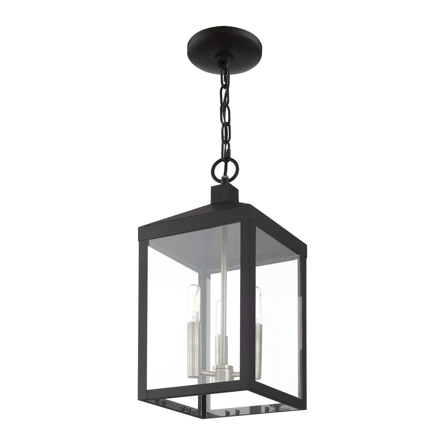 Livex Lighting - 20593-04 - Three Light Outdoor Pendant - Nyack - Black w/ Brushed Nickel Cluster