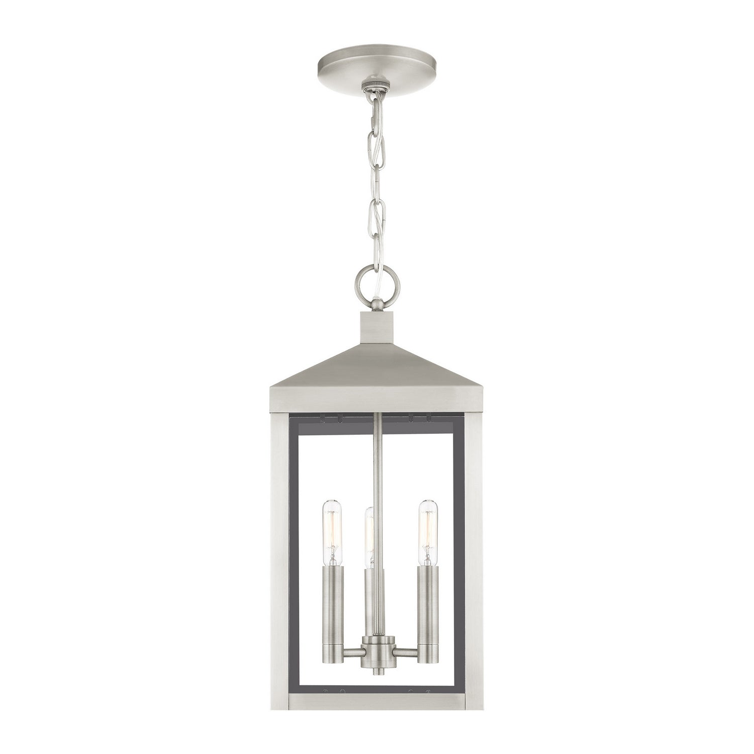 Livex Lighting - 20593-91 - Three Light Outdoor Pendant - Nyack - Brushed Nickel