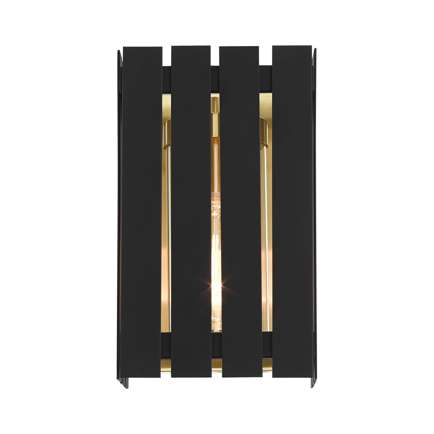 Livex Lighting - 20751-04 - One Light Outdoor Wall Lantern - Greenwich - Black w/ Satin Brasss