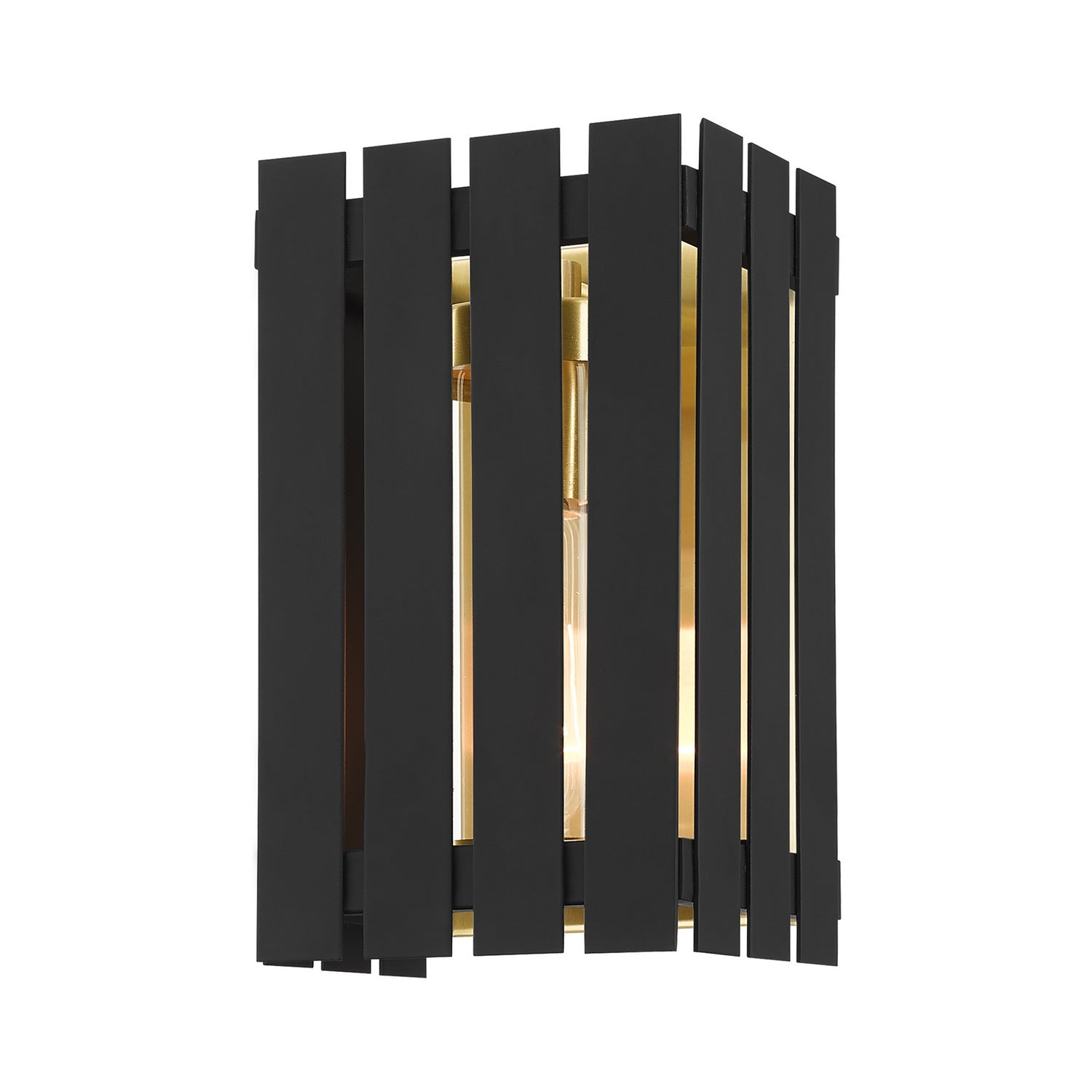 Livex Lighting - 20751-04 - One Light Outdoor Wall Lantern - Greenwich - Black w/ Satin Brasss