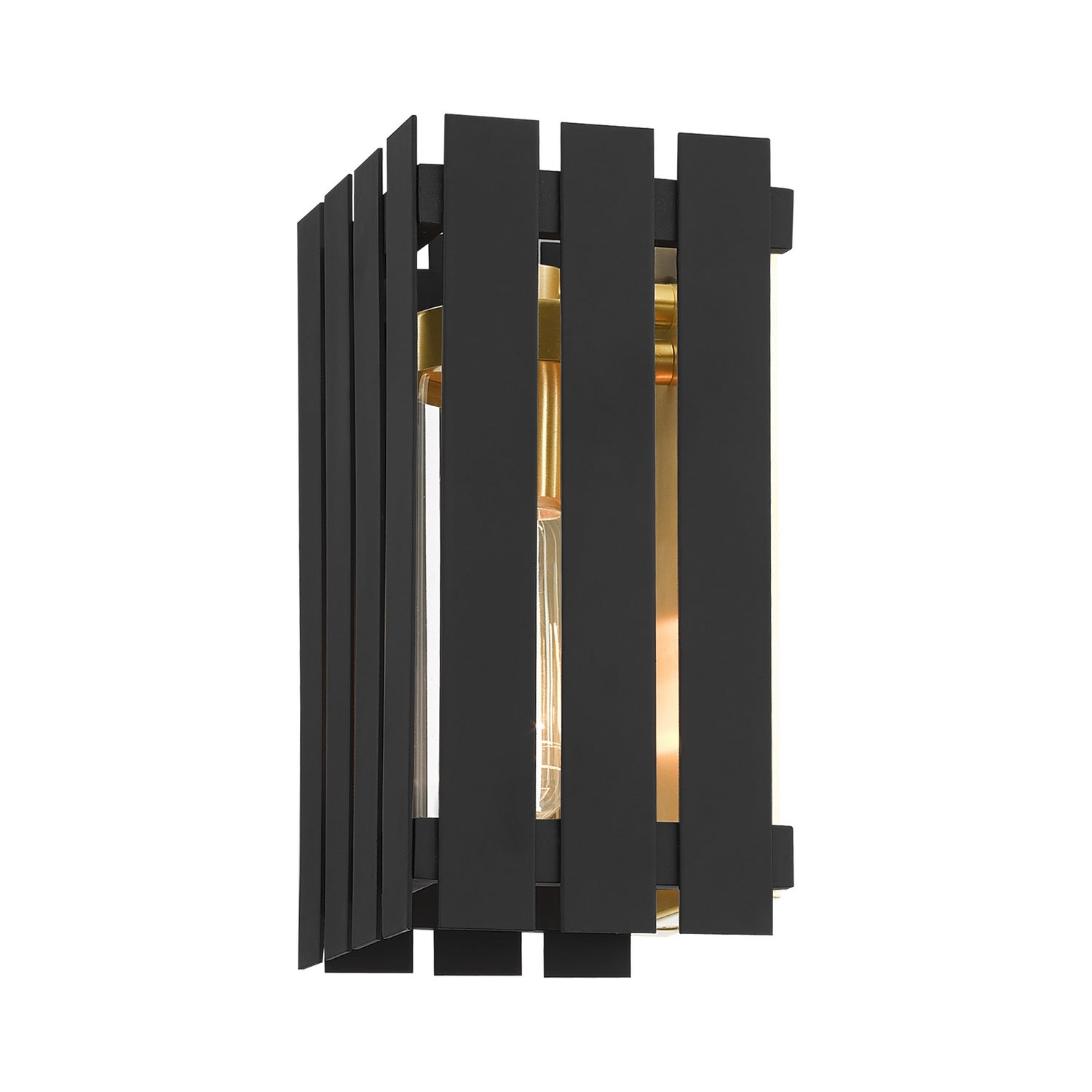 Livex Lighting - 20751-04 - One Light Outdoor Wall Lantern - Greenwich - Black w/ Satin Brasss