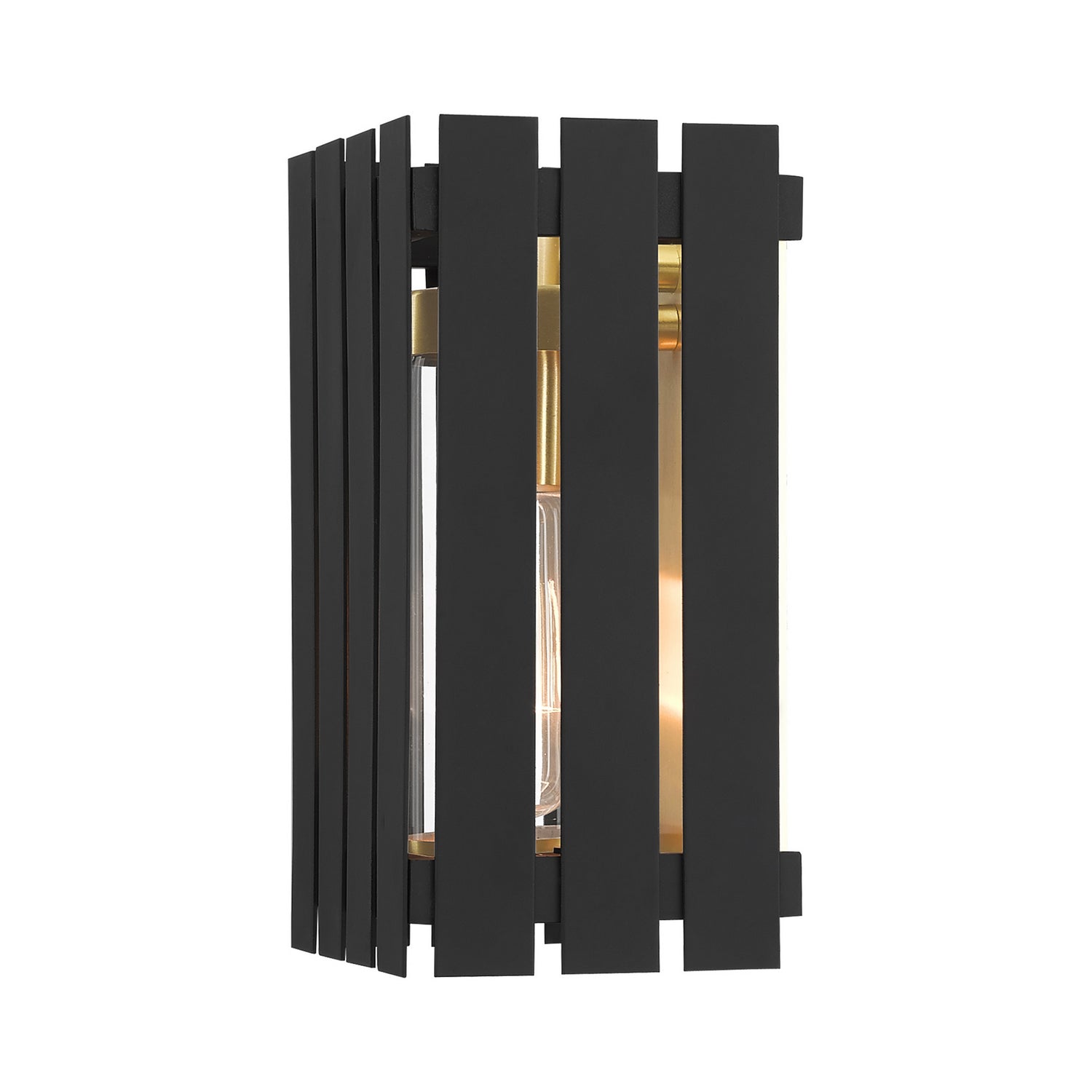 Livex Lighting - 20751-04 - One Light Outdoor Wall Lantern - Greenwich - Black w/ Satin Brasss
