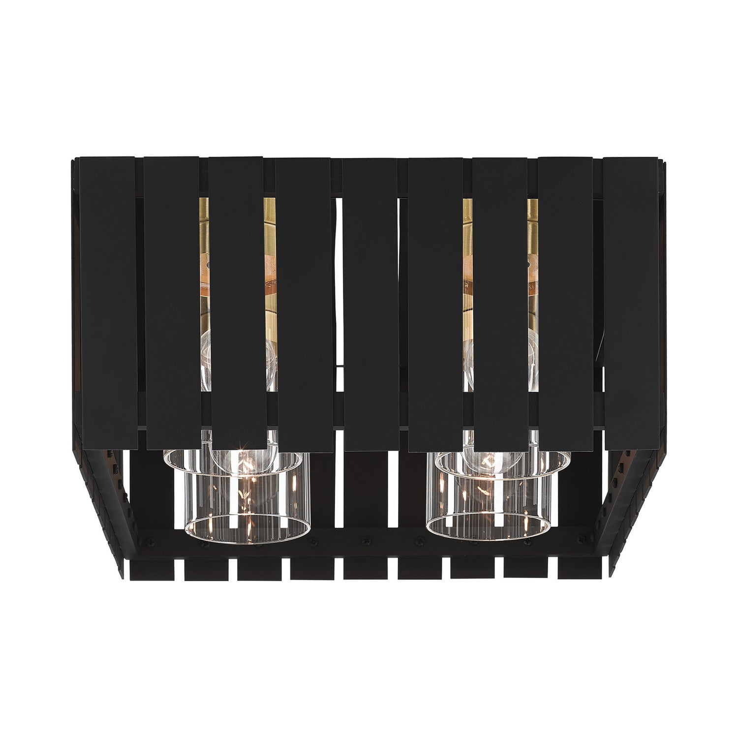 Livex Lighting - 20754-04 - Four Light Outdoor Flush Mount - Greenwich - Black w/ Satin Brasss