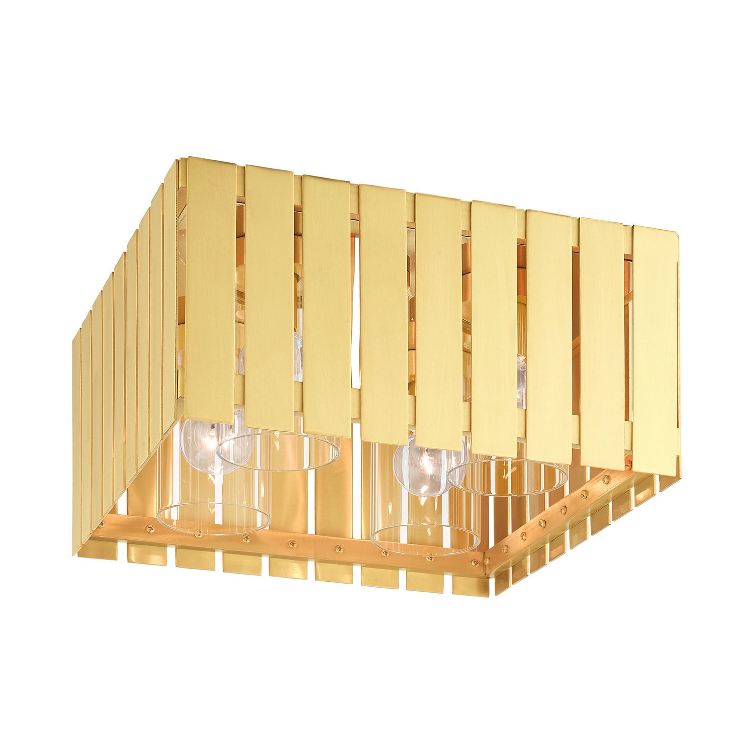 Livex Lighting - 20754-12 - Four Light Outdoor Flush Mount - Greenwich - Satin Brass