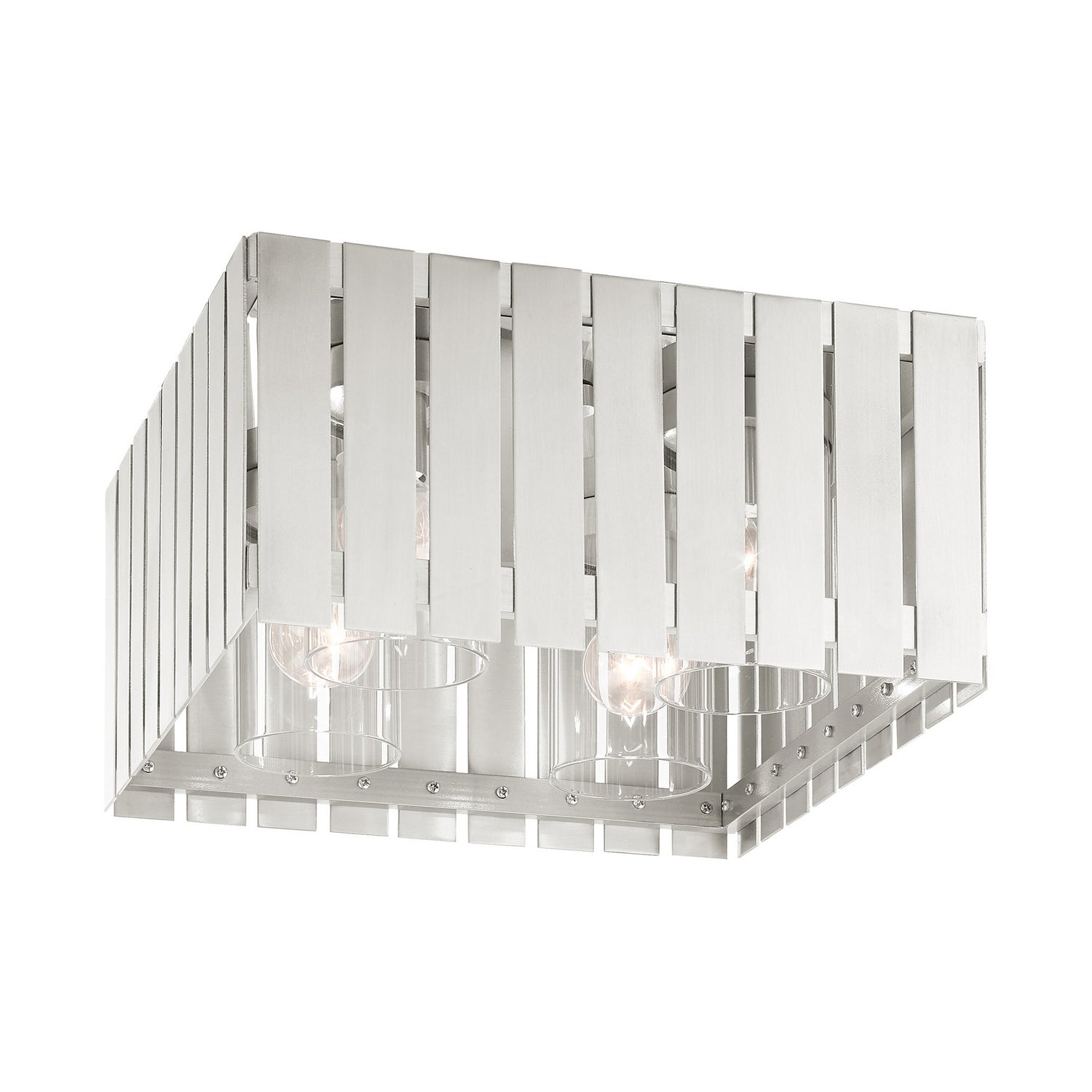 Livex Lighting - 20754-91 - Four Light Outdoor Flush Mount - Greenwich - Brushed Nickel
