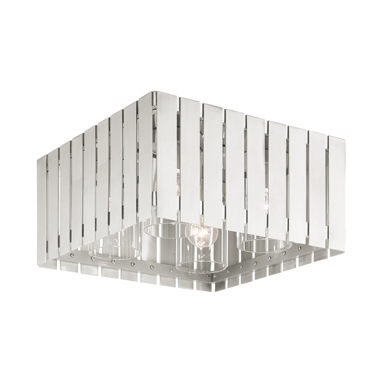 Livex Lighting - 20754-91 - Four Light Outdoor Flush Mount - Greenwich - Brushed Nickel