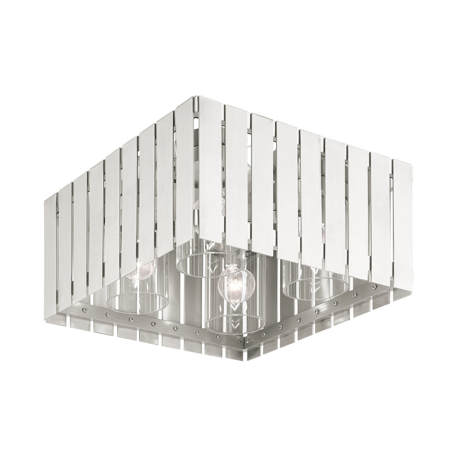 Livex Lighting - 20754-91 - Four Light Outdoor Flush Mount - Greenwich - Brushed Nickel