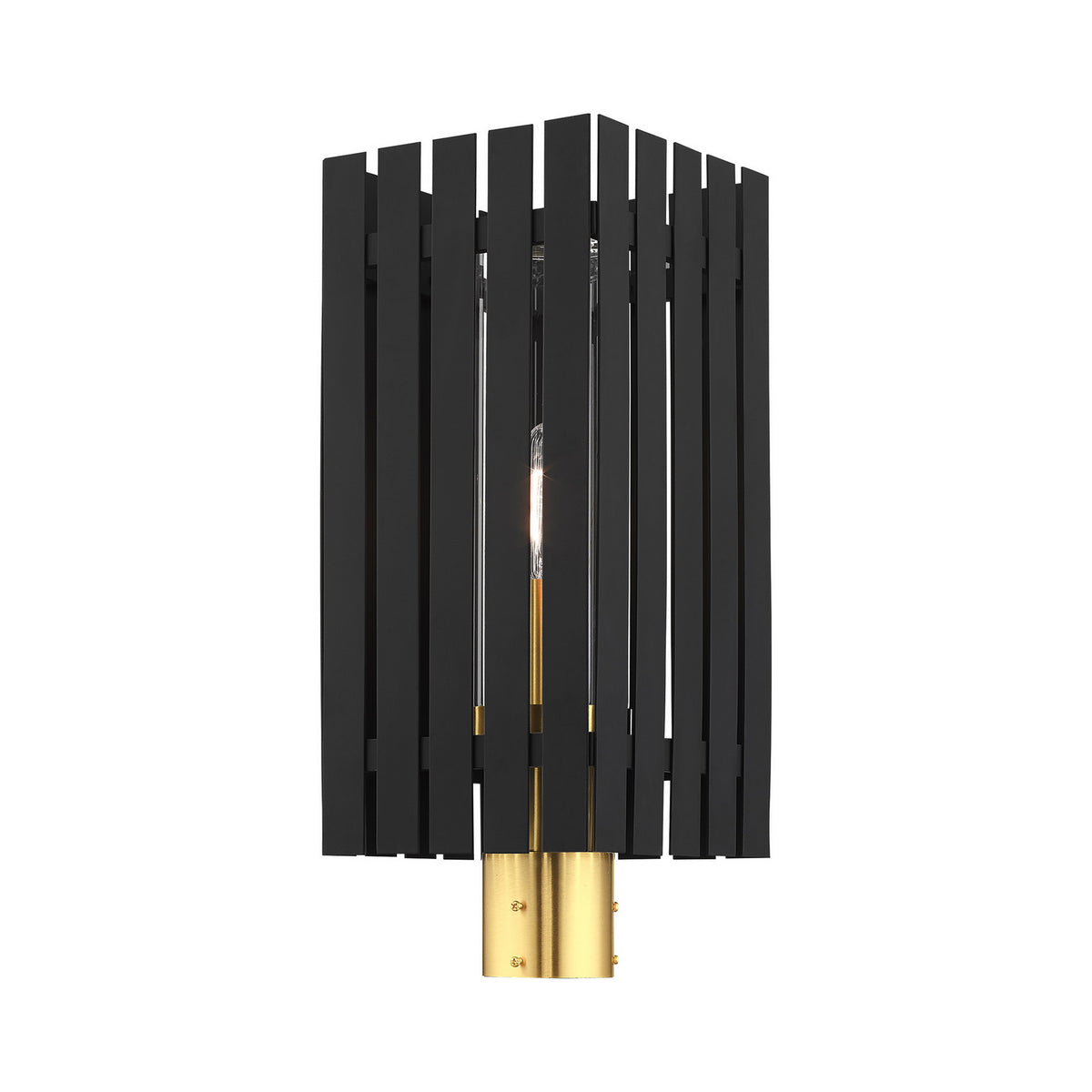 Livex Lighting - 20756-04 - One Light Outdoor Post Top Lantern - Greenwich - Black w/ Satin Brasss