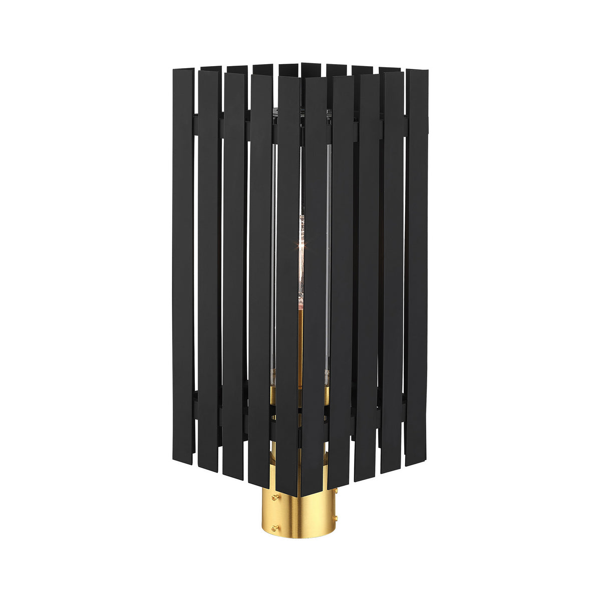 Livex Lighting - 20756-04 - One Light Outdoor Post Top Lantern - Greenwich - Black w/ Satin Brasss