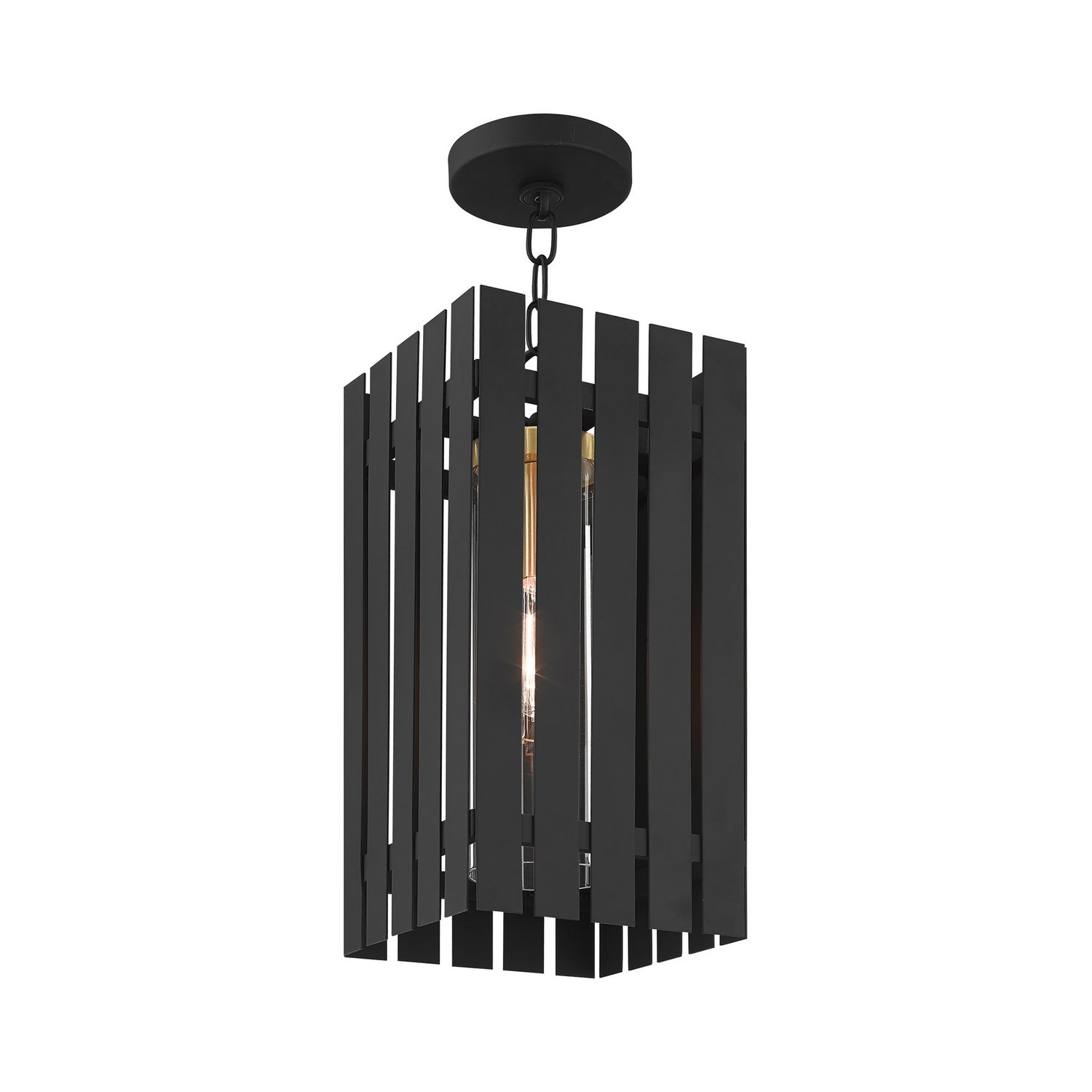 Livex Lighting - 20757-04 - One Light Outdoor Pendant - Greenwich - Black w/ Satin Brasss