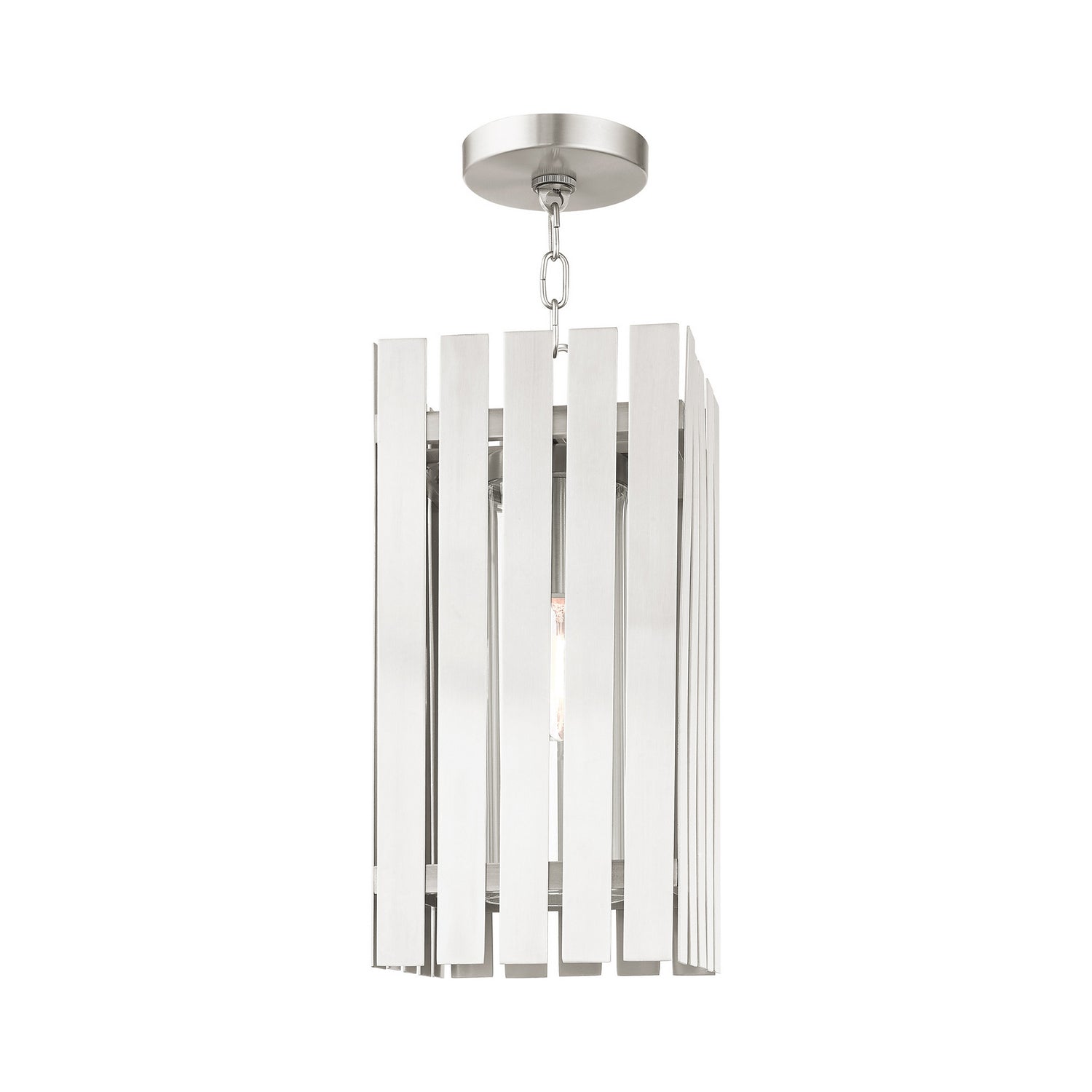 Livex Lighting - 20757-91 - One Light Outdoor Pendant - Greenwich - Brushed Nickel