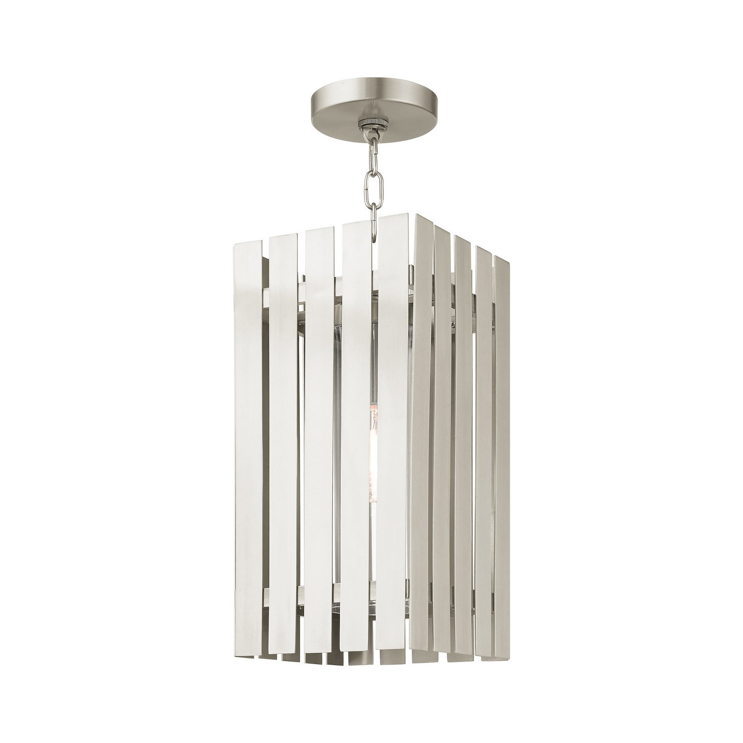 Livex Lighting - 20757-91 - One Light Outdoor Pendant - Greenwich - Brushed Nickel