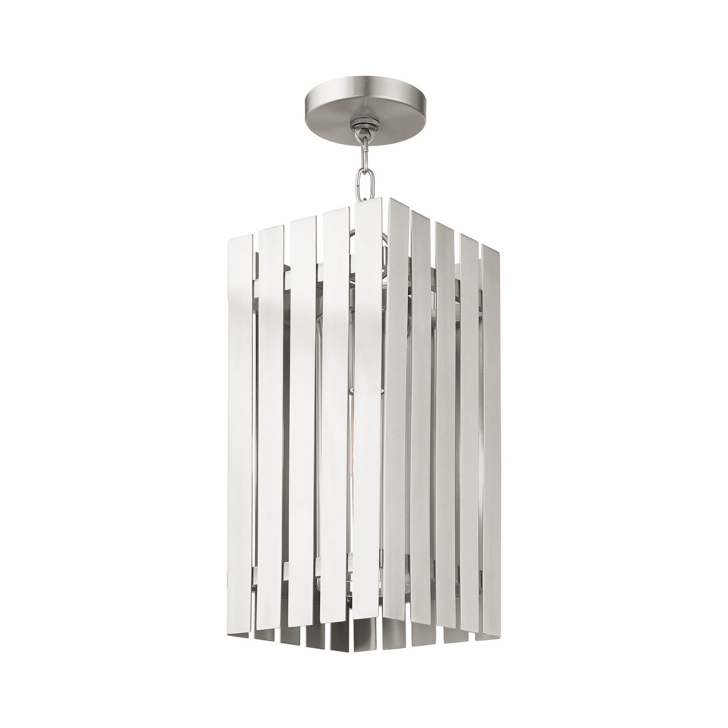 Livex Lighting - 20757-91 - One Light Outdoor Pendant - Greenwich - Brushed Nickel