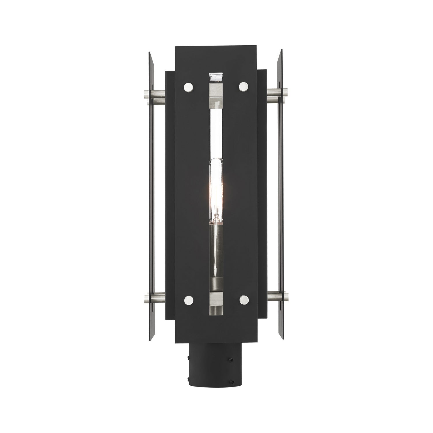 Livex Lighting - 21776-04 - One Light Outdoor Post Top Lantern - Utrecht - Black w/ Brushed Nickels