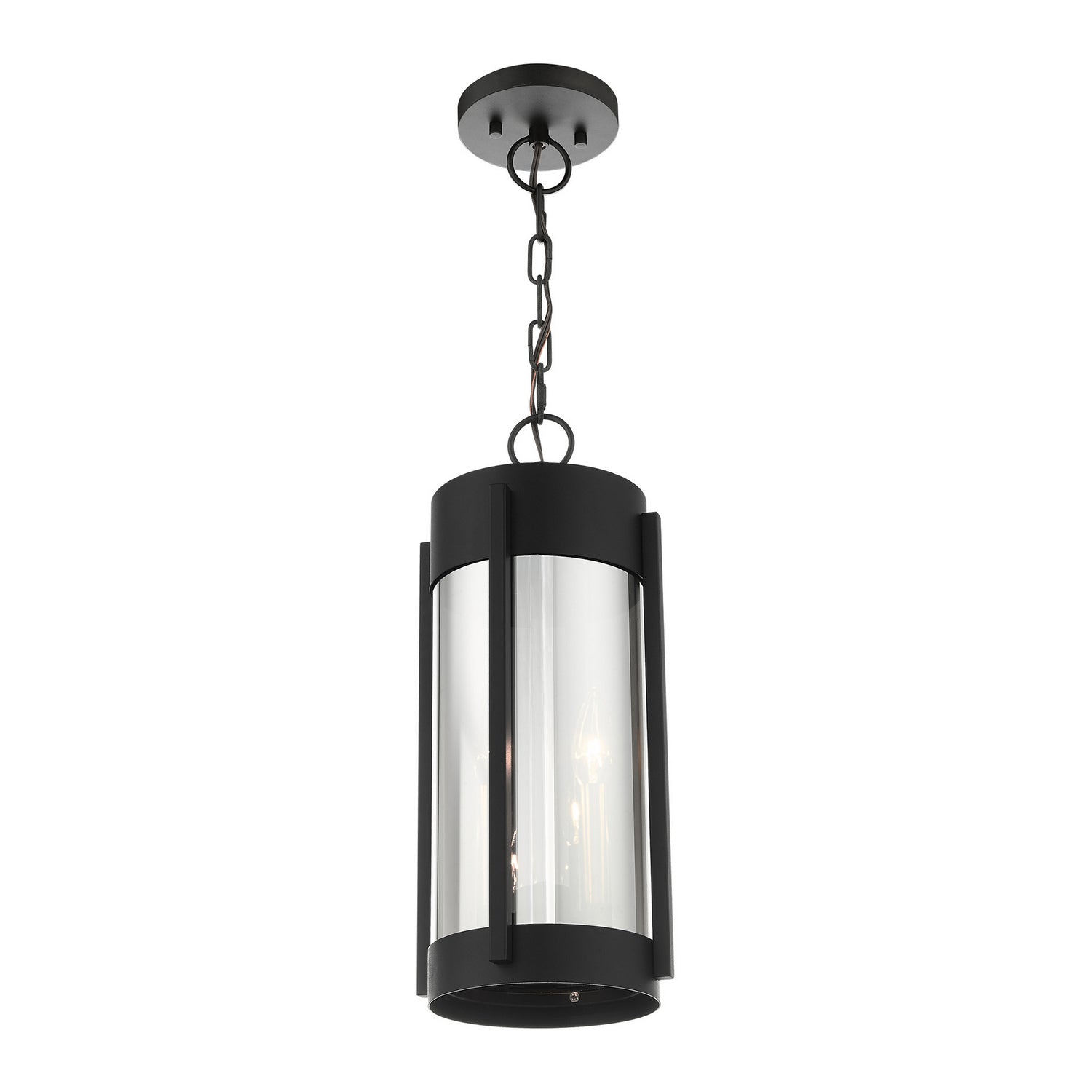Livex Lighting - 22385-04 - Two Light Outdoor Pendant - Sheridan - Black w/ Brushed Nickels
