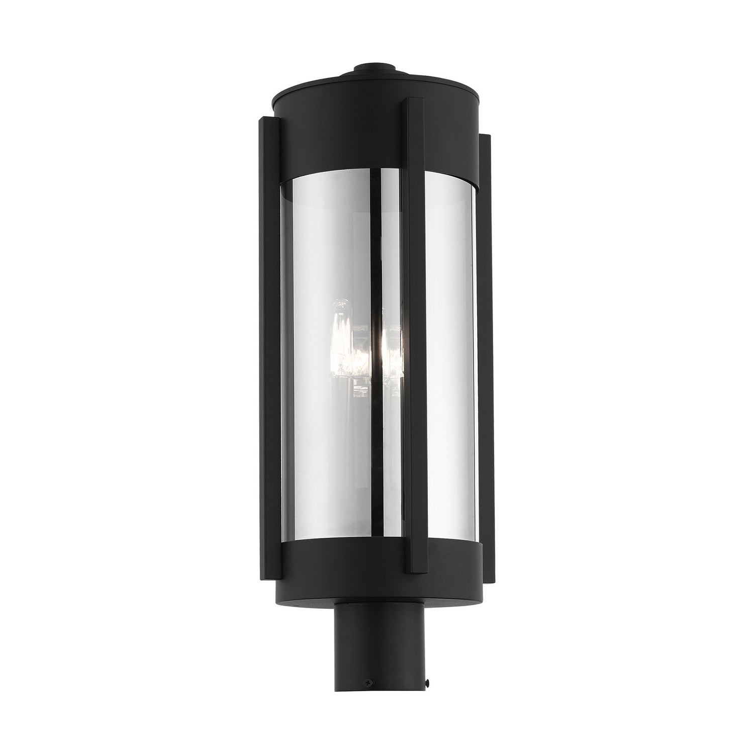 Livex Lighting - 22387-04 - Three Light Outdoor Post Top Lantern - Sheridan - Black w/ Brushed Nickels