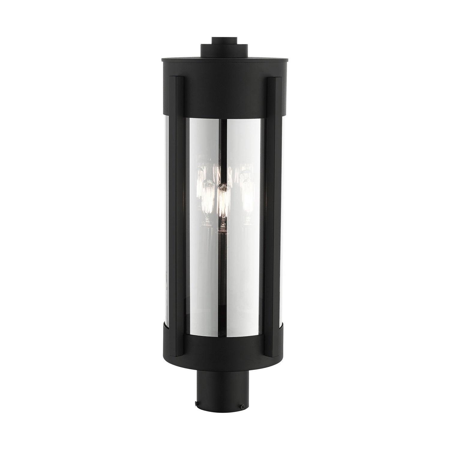 Livex Lighting - 22387-04 - Three Light Outdoor Post Top Lantern - Sheridan - Black w/ Brushed Nickels