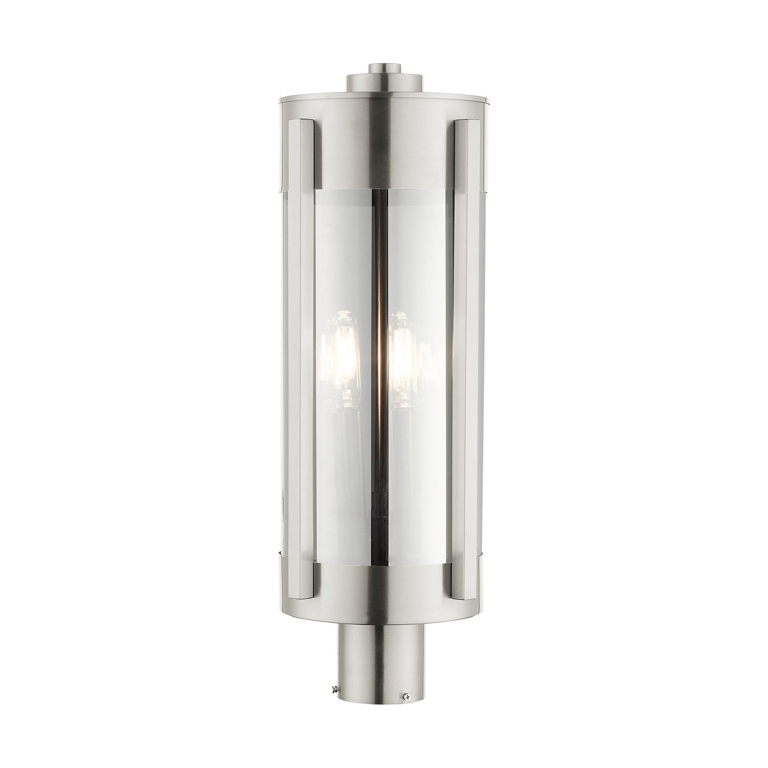Livex Lighting - 22387-91 - Three Light Outdoor Post Top Lantern - Sheridan - Brushed Nickel