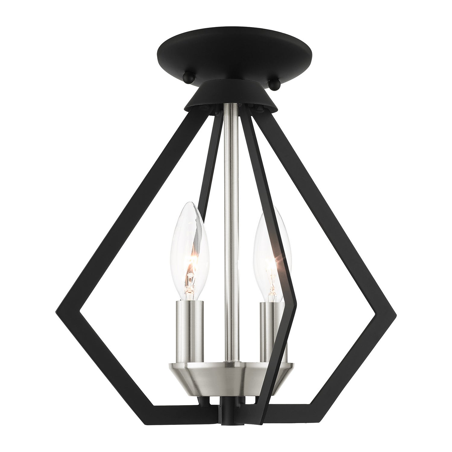 Livex Lighting - 40922-04 - Two Light Convertible Semi Flush/Pendant - Prism - Black w/ Brushed Nickel Cluster