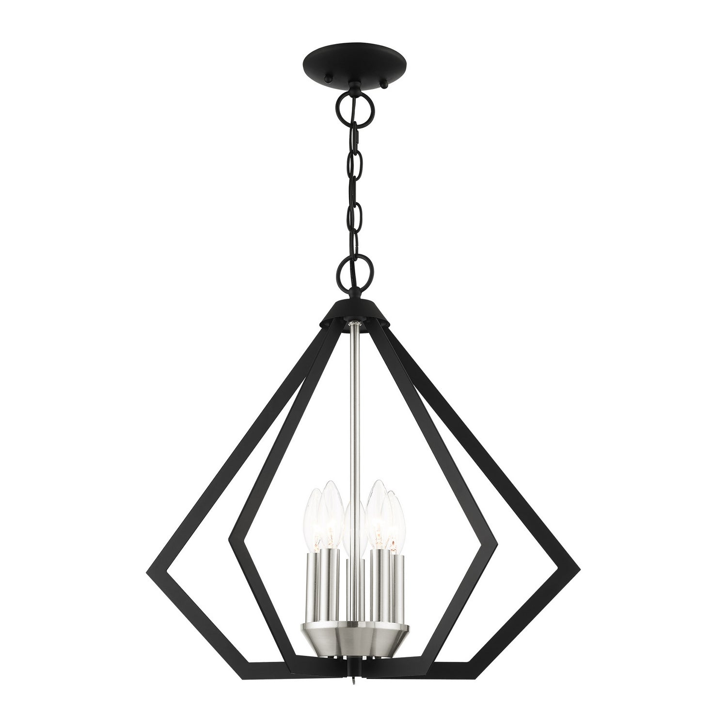 Livex Lighting - 40925-04 - Five Light Chandelier - Prism - Black w/ Brushed Nickel Cluster