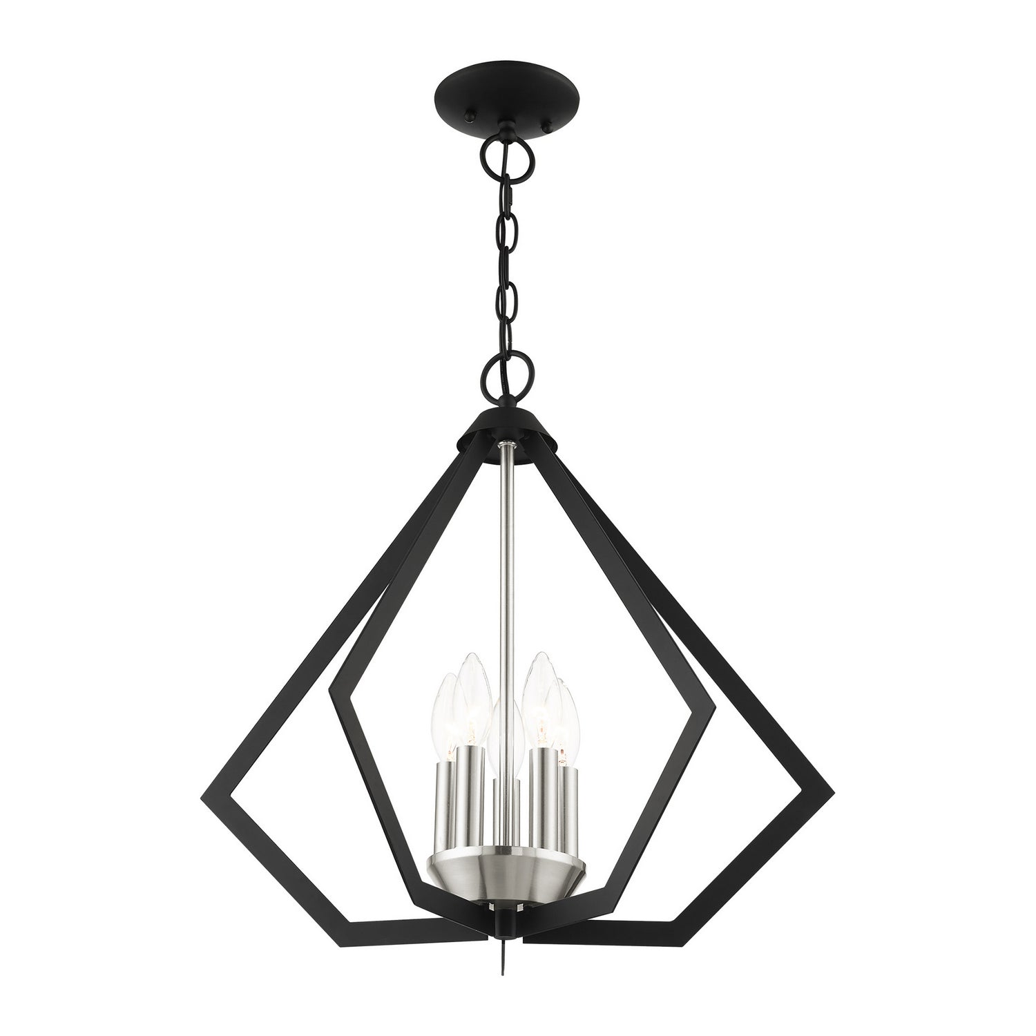 Livex Lighting - 40925-04 - Five Light Chandelier - Prism - Black w/ Brushed Nickel Cluster