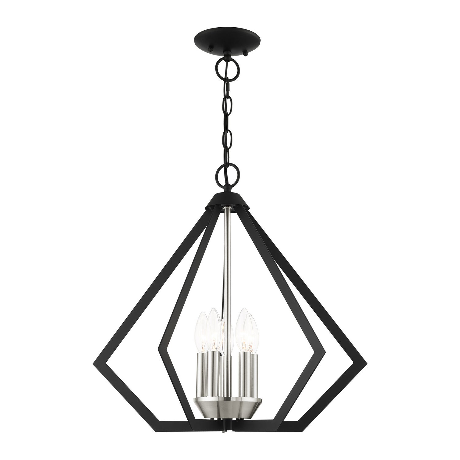 Livex Lighting - 40925-04 - Five Light Chandelier - Prism - Black w/ Brushed Nickel Cluster