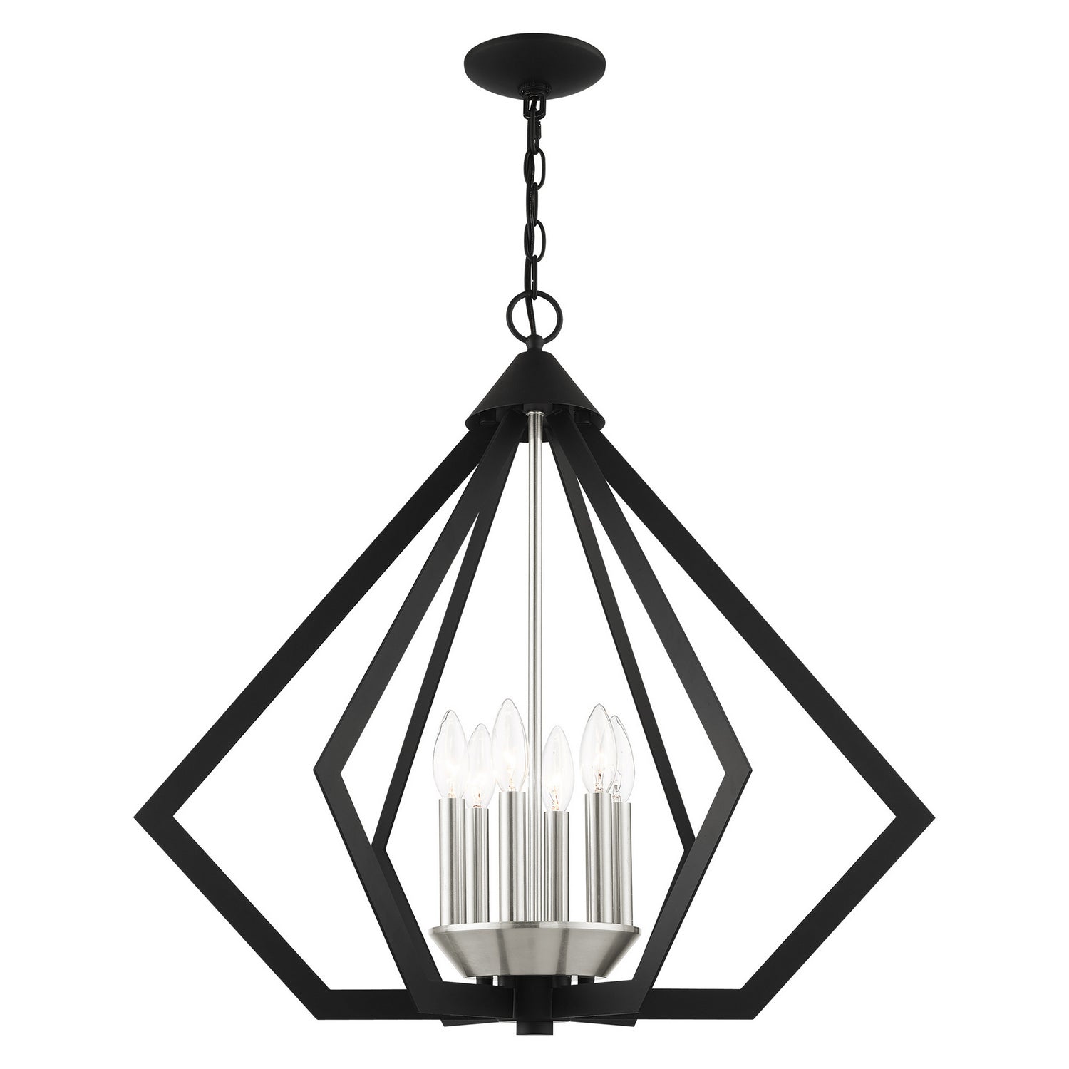 Livex Lighting - 40926-04 - Six Light Chandelier - Prism - Black w/ Brushed Nickel Cluster