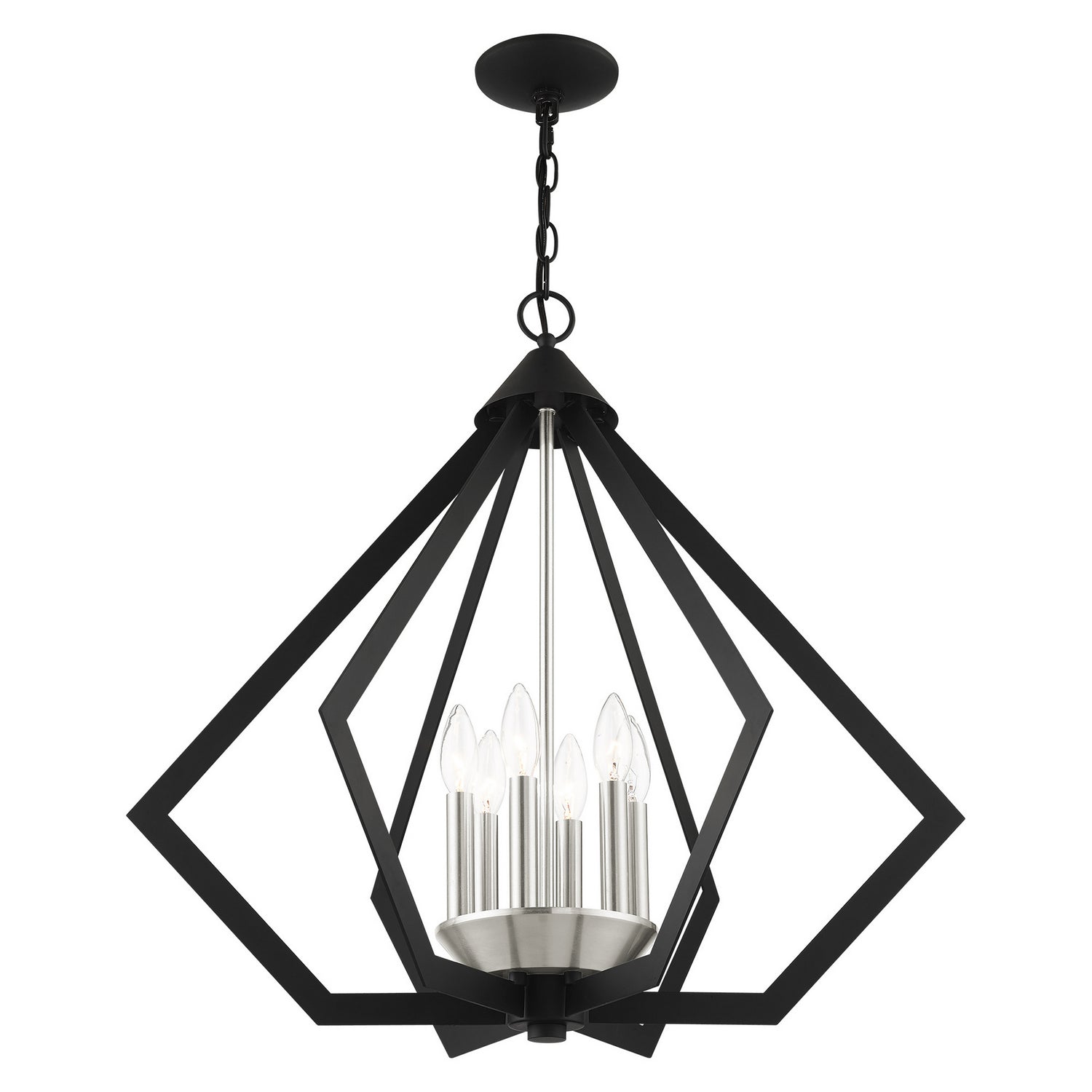Livex Lighting - 40926-04 - Six Light Chandelier - Prism - Black w/ Brushed Nickel Cluster