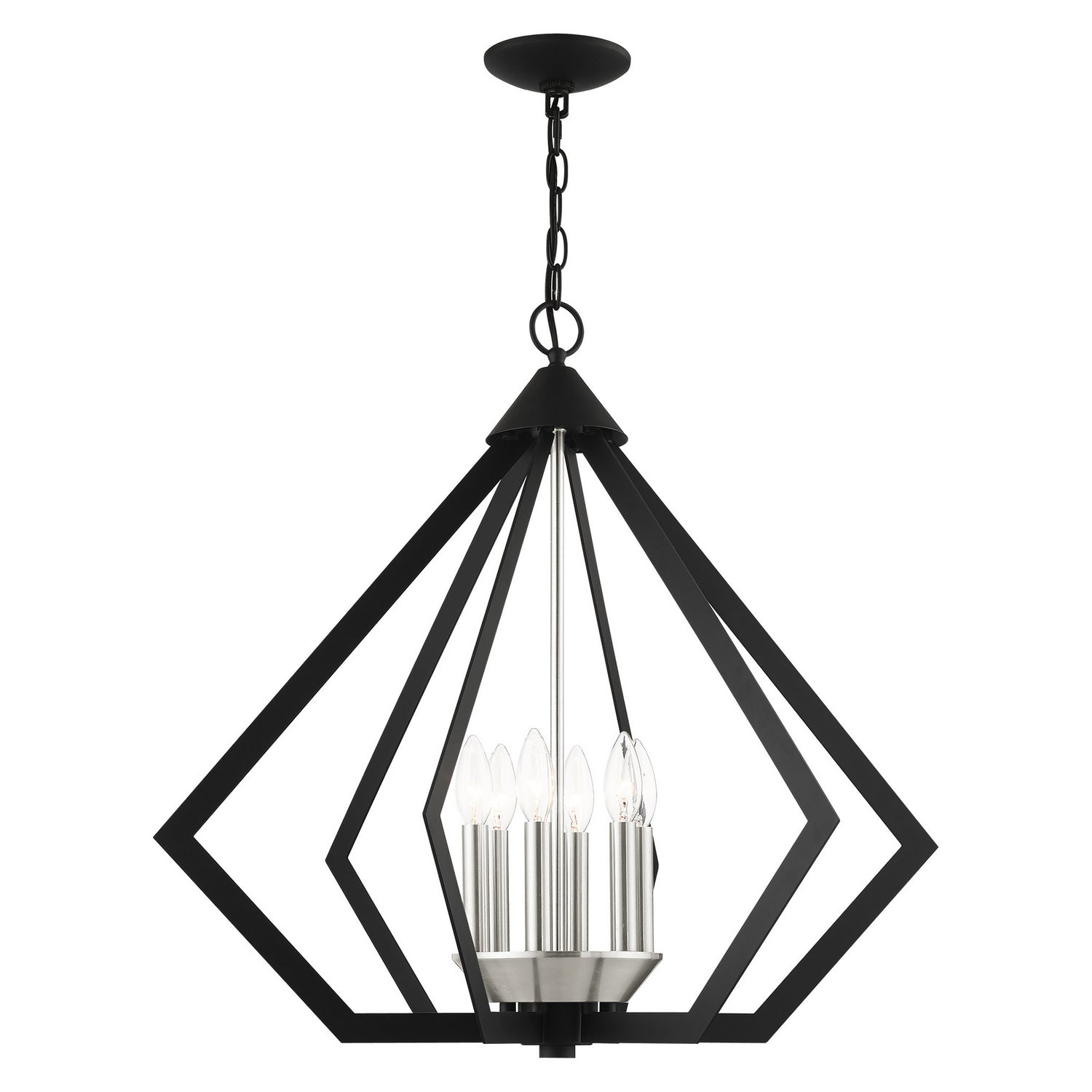 Livex Lighting - 40926-04 - Six Light Chandelier - Prism - Black w/ Brushed Nickel Cluster