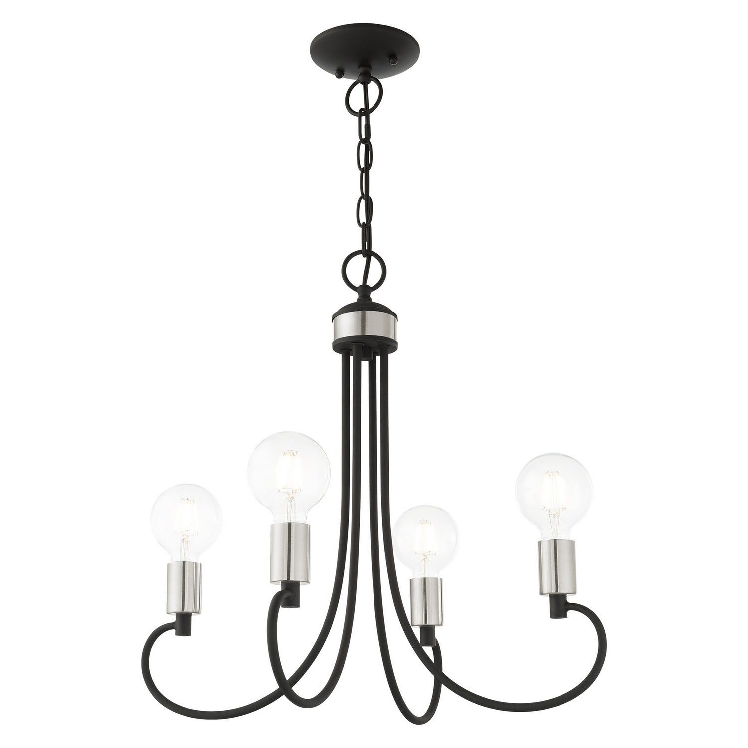 Livex Lighting - 42924-04 - Four Light Chandelier - Bari - Black w/ Brushed Nickels