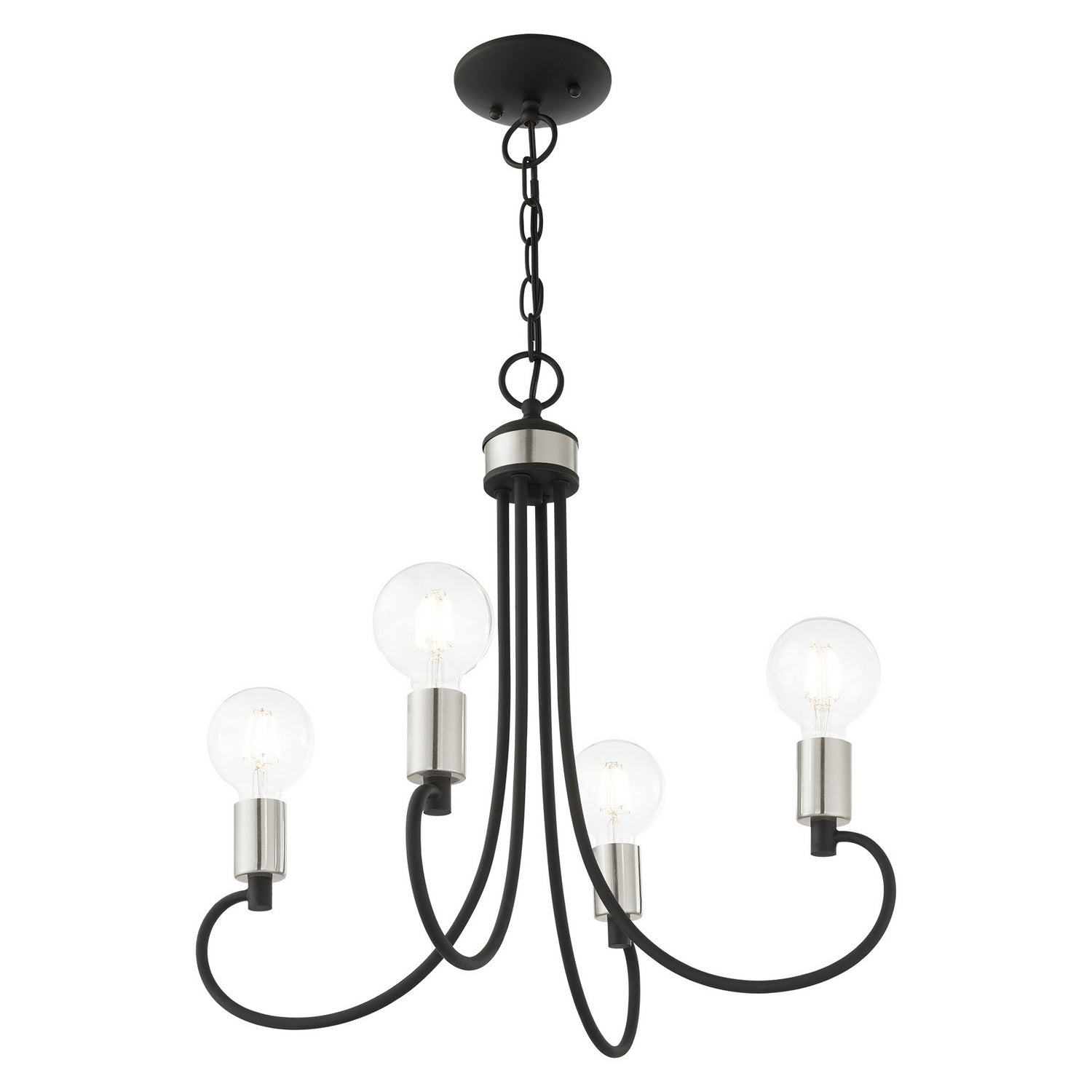 Livex Lighting - 42924-04 - Four Light Chandelier - Bari - Black w/ Brushed Nickels