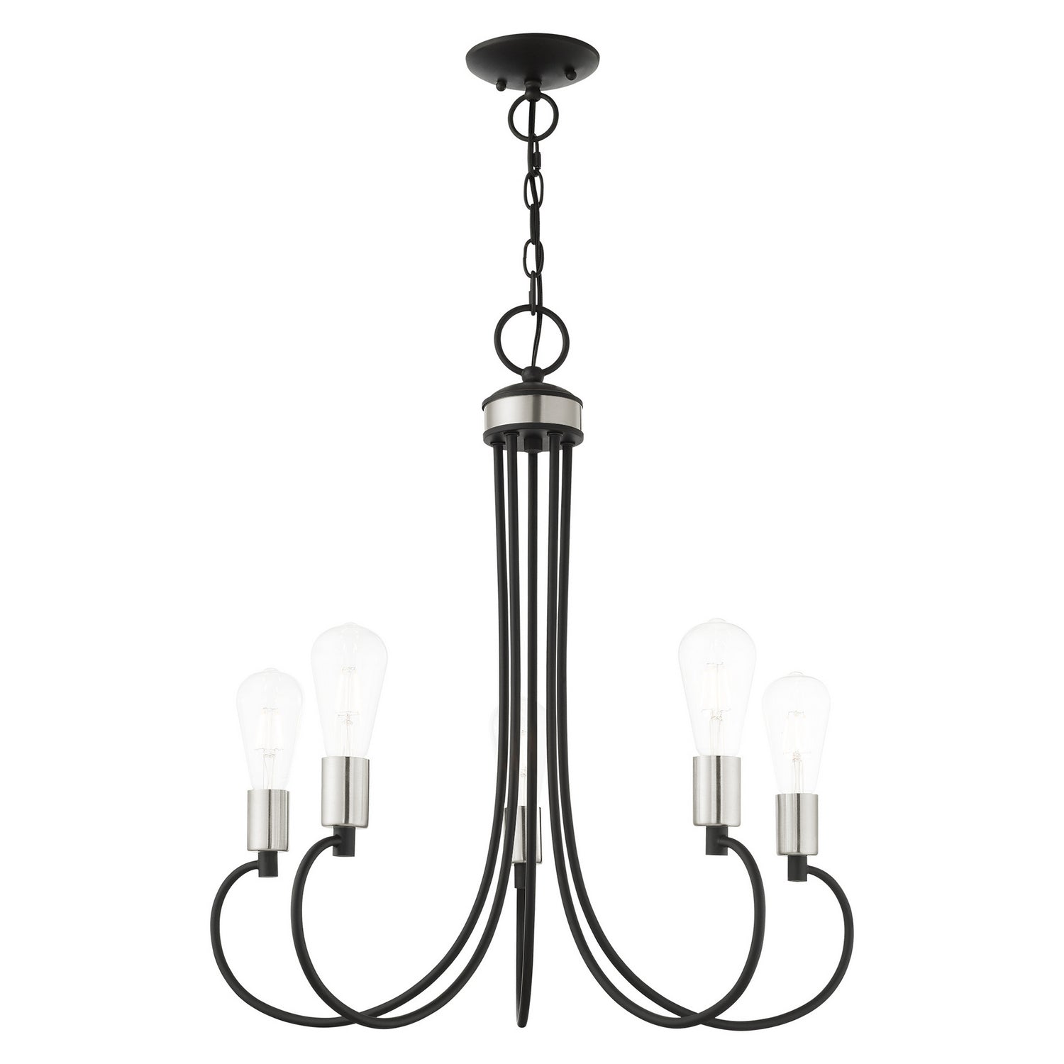 Livex Lighting - 42925-04 - Five Light Chandelier - Bari - Black w/ Brushed Nickels