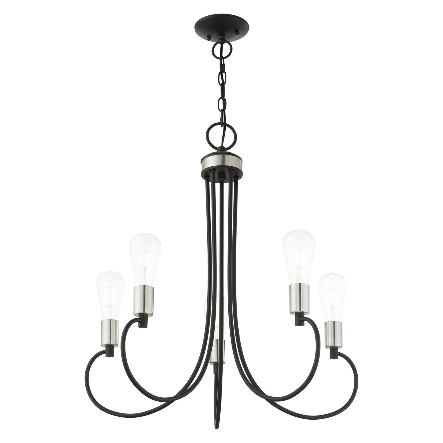 Livex Lighting - 42925-04 - Five Light Chandelier - Bari - Black w/ Brushed Nickels