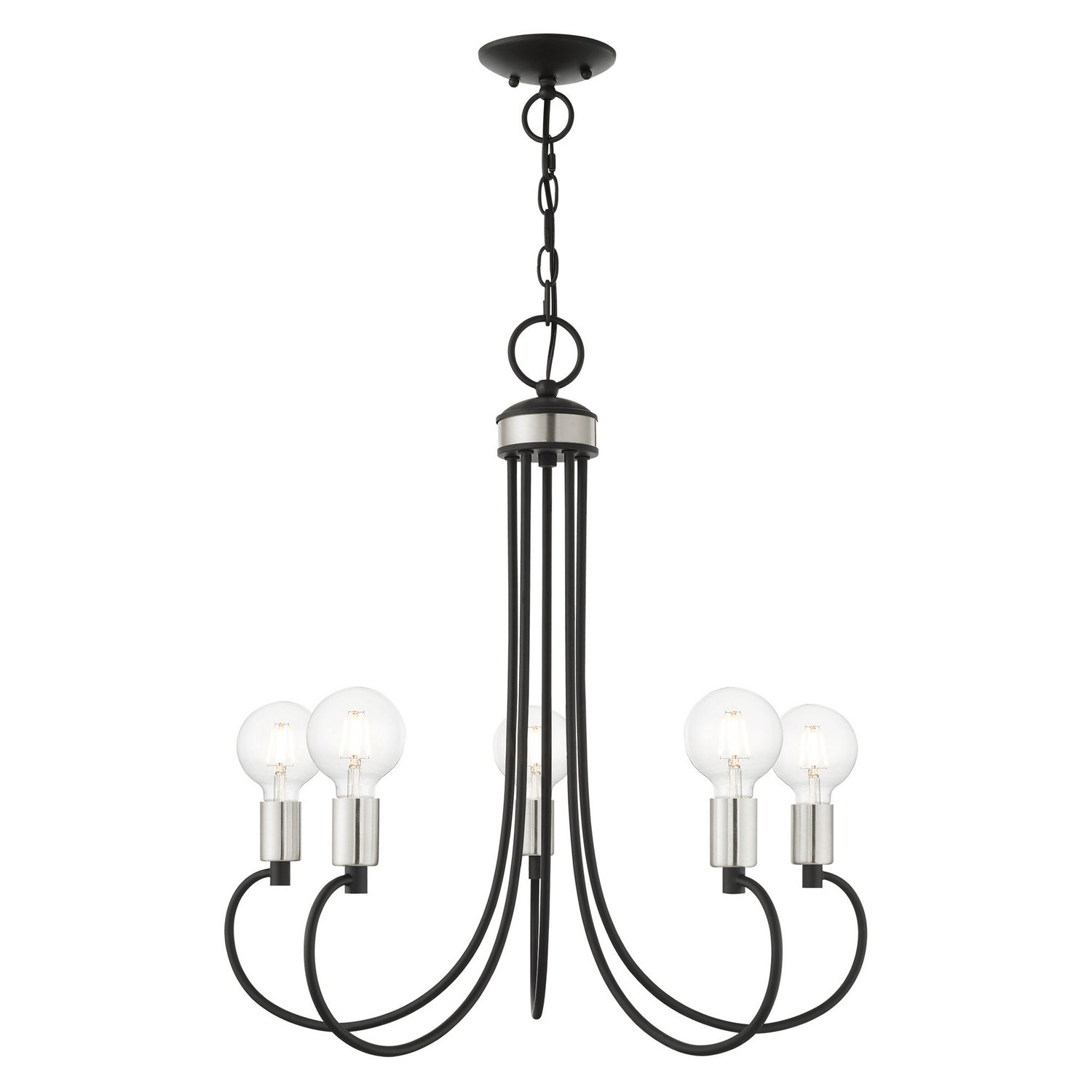 Livex Lighting - 42925-04 - Five Light Chandelier - Bari - Black w/ Brushed Nickels