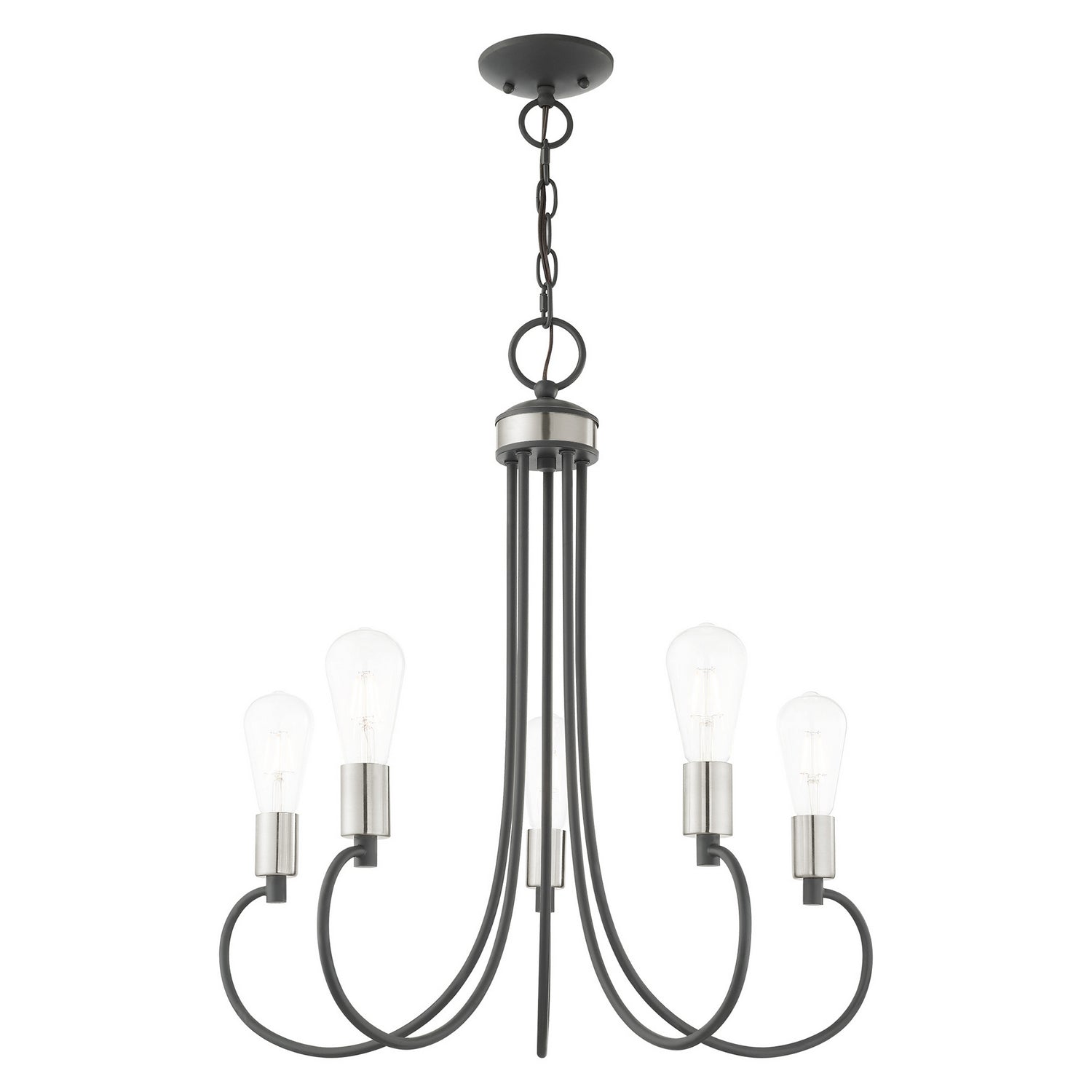 Livex Lighting - 42925-76 - Five Light Chandelier - Bari - Scandinavian Gray w/ Brushed Nickels