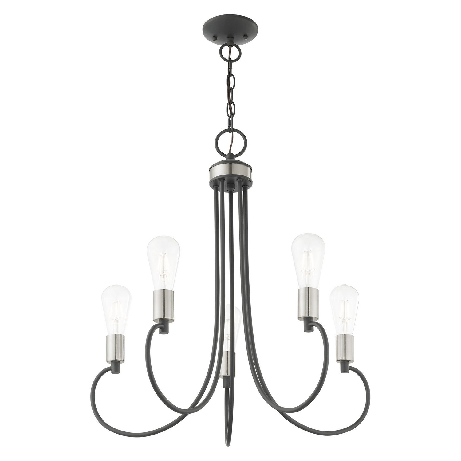 Livex Lighting - 42925-76 - Five Light Chandelier - Bari - Scandinavian Gray w/ Brushed Nickels